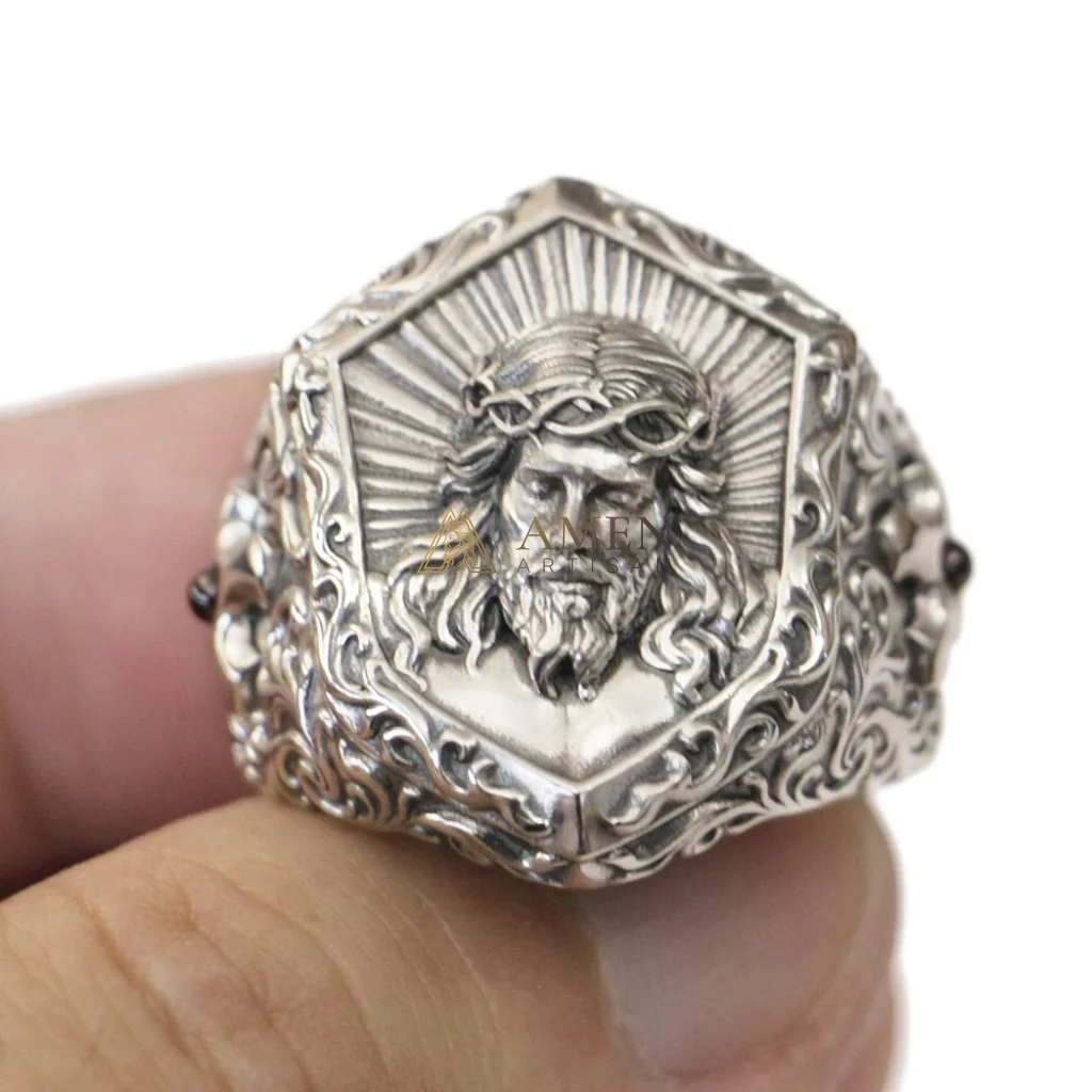 925 Silver Jesus Icon Ring Amen Artisan - Image 11