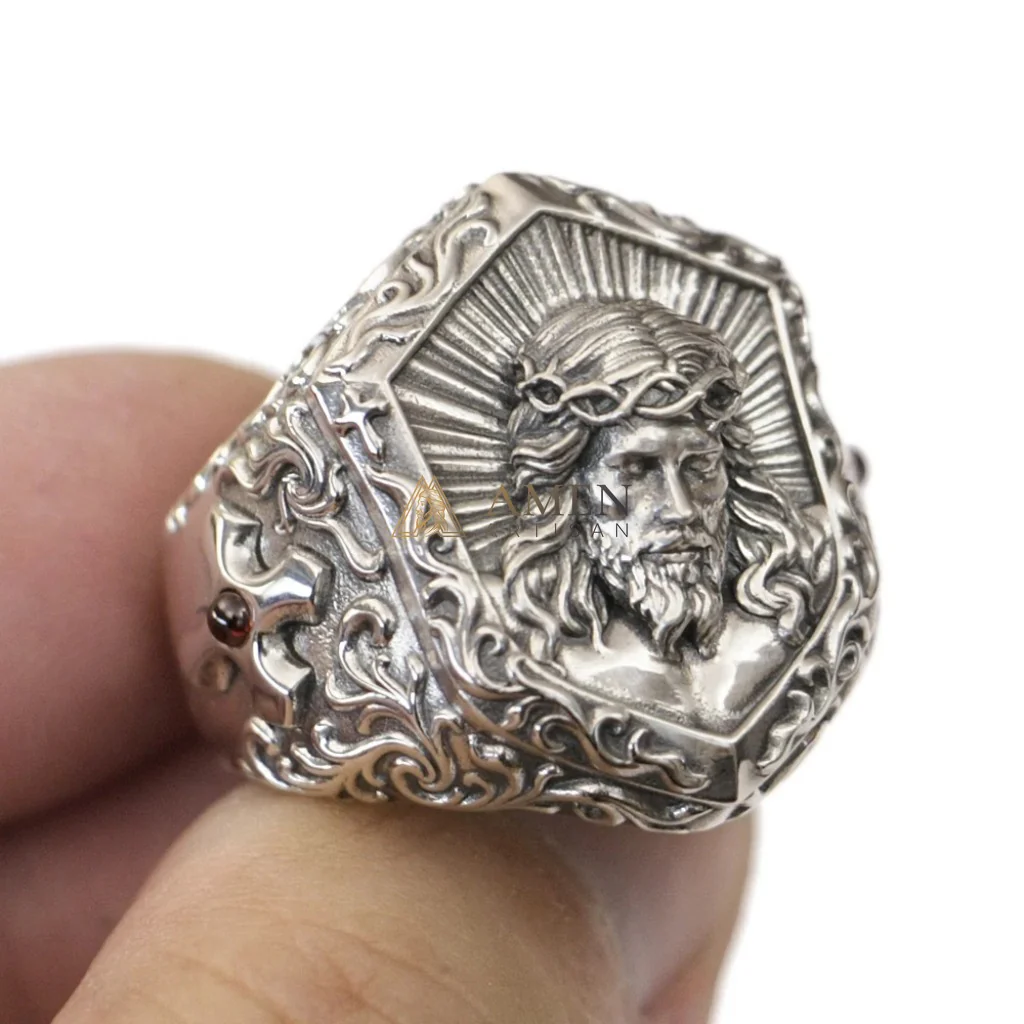 925 Silver Jesus Icon Ring Amen Artisan - Image 12