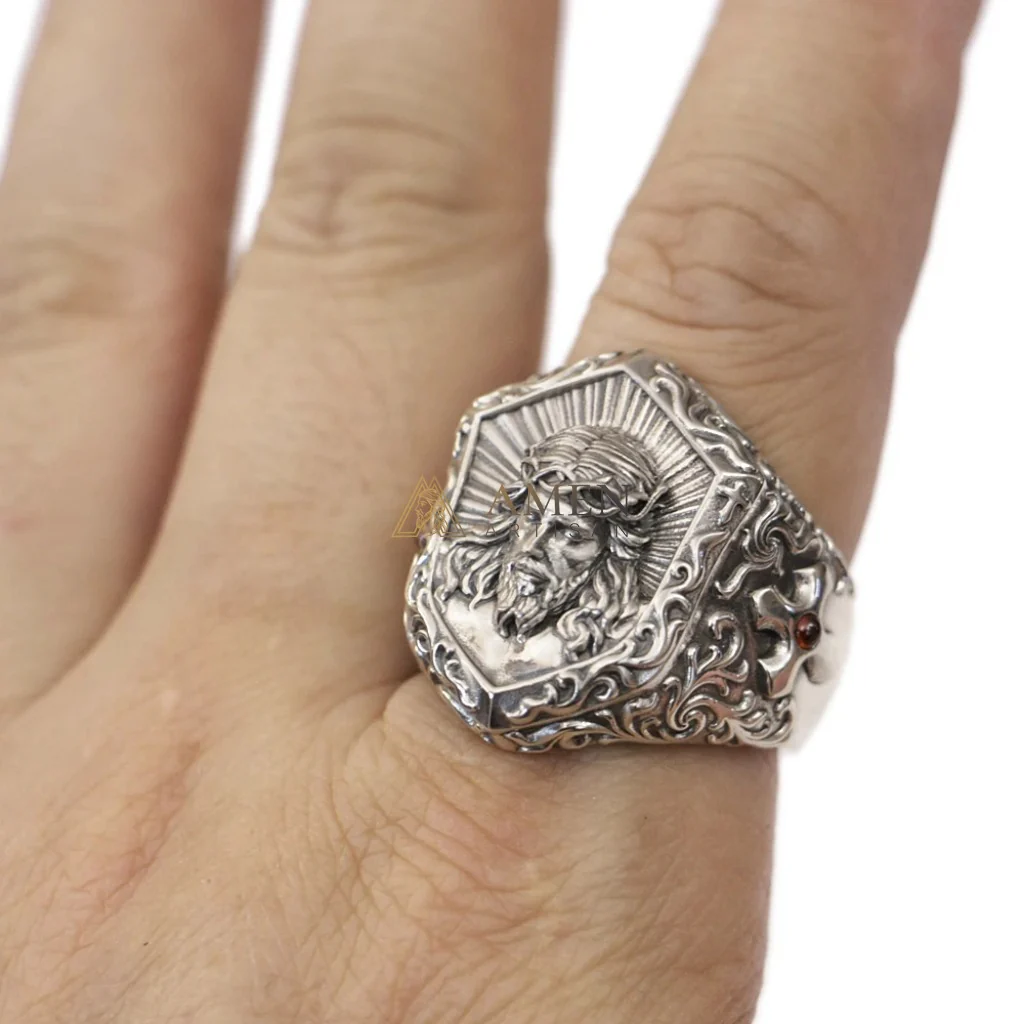 925 Silver Jesus Icon Ring Amen Artisan - Image 14