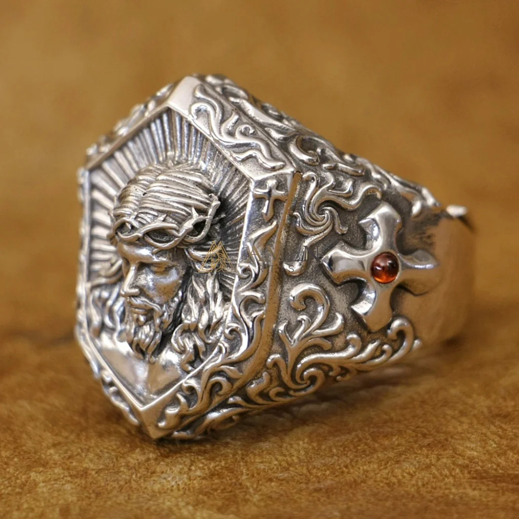 925 Silver Jesus Icon Ring Amen Artisan - Image 4
