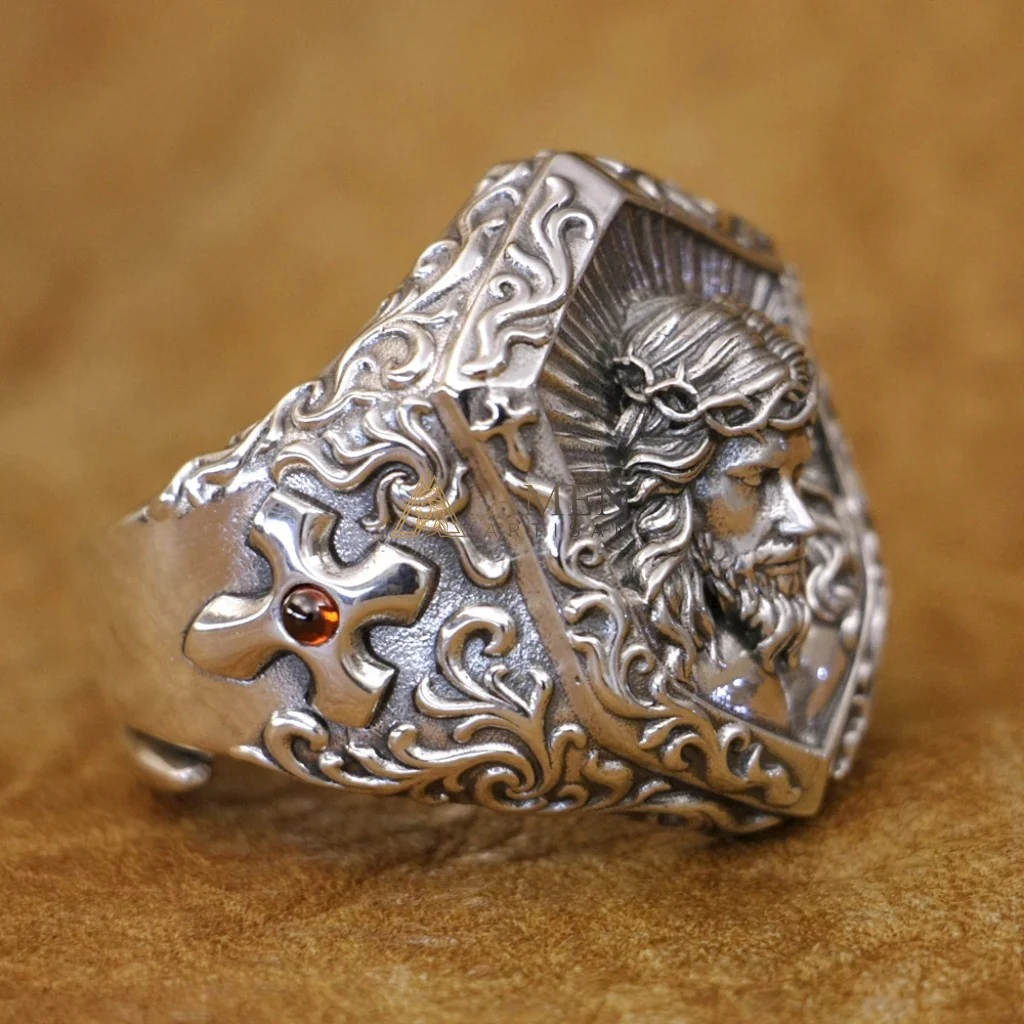 925 Silver Jesus Icon Ring Amen Artisan - Image 6