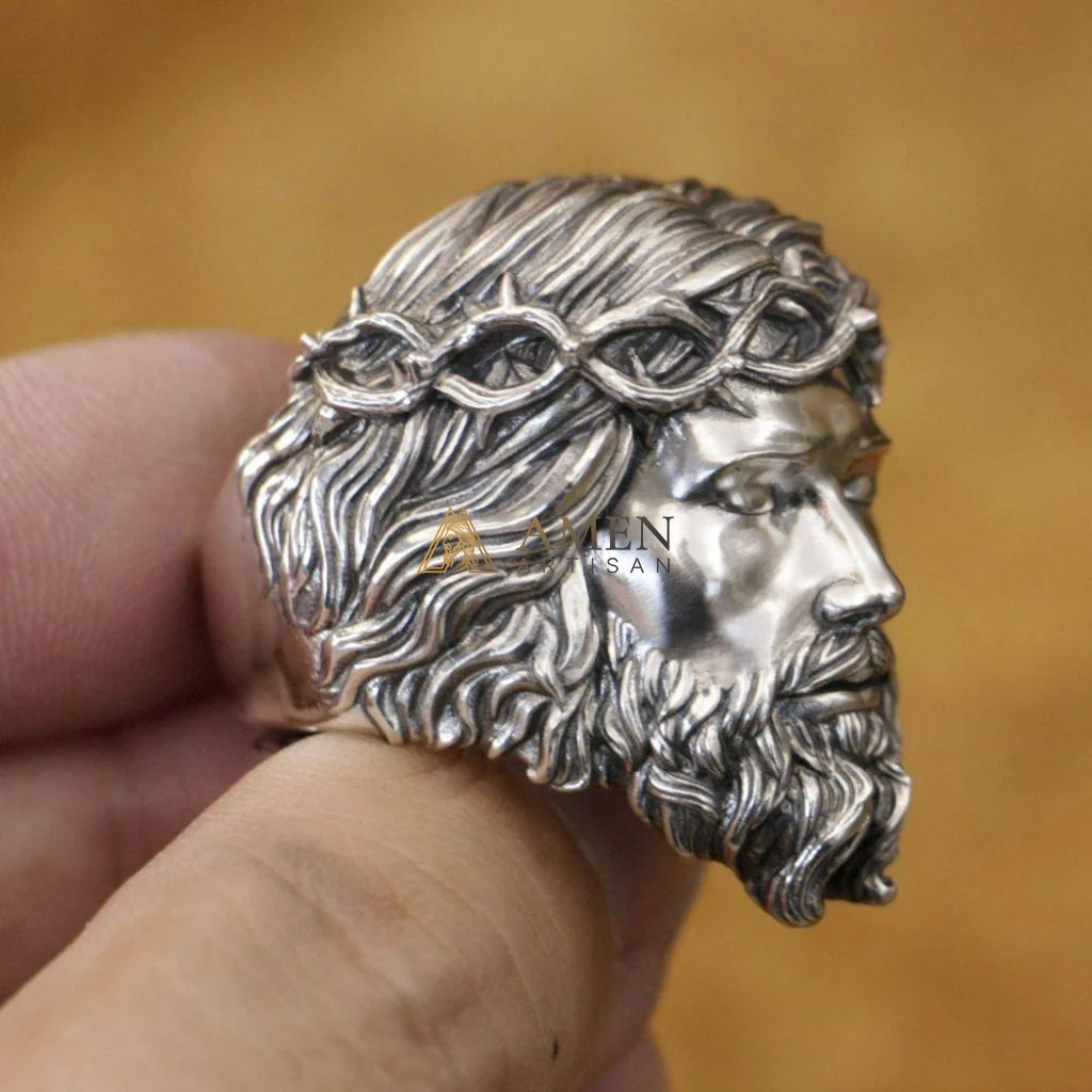 925 Sterling Silver Crown of Thorns Ring Amen Artisan - Image 10