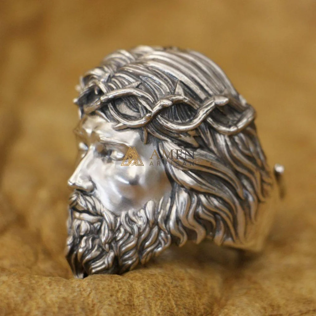 925 Sterling Silver Crown of Thorns Ring Amen Artisan - Image 6