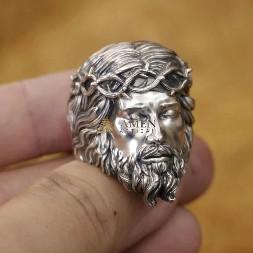 925 Sterling Silver Crown of Thorns Ring Amen Artisan - Image 9