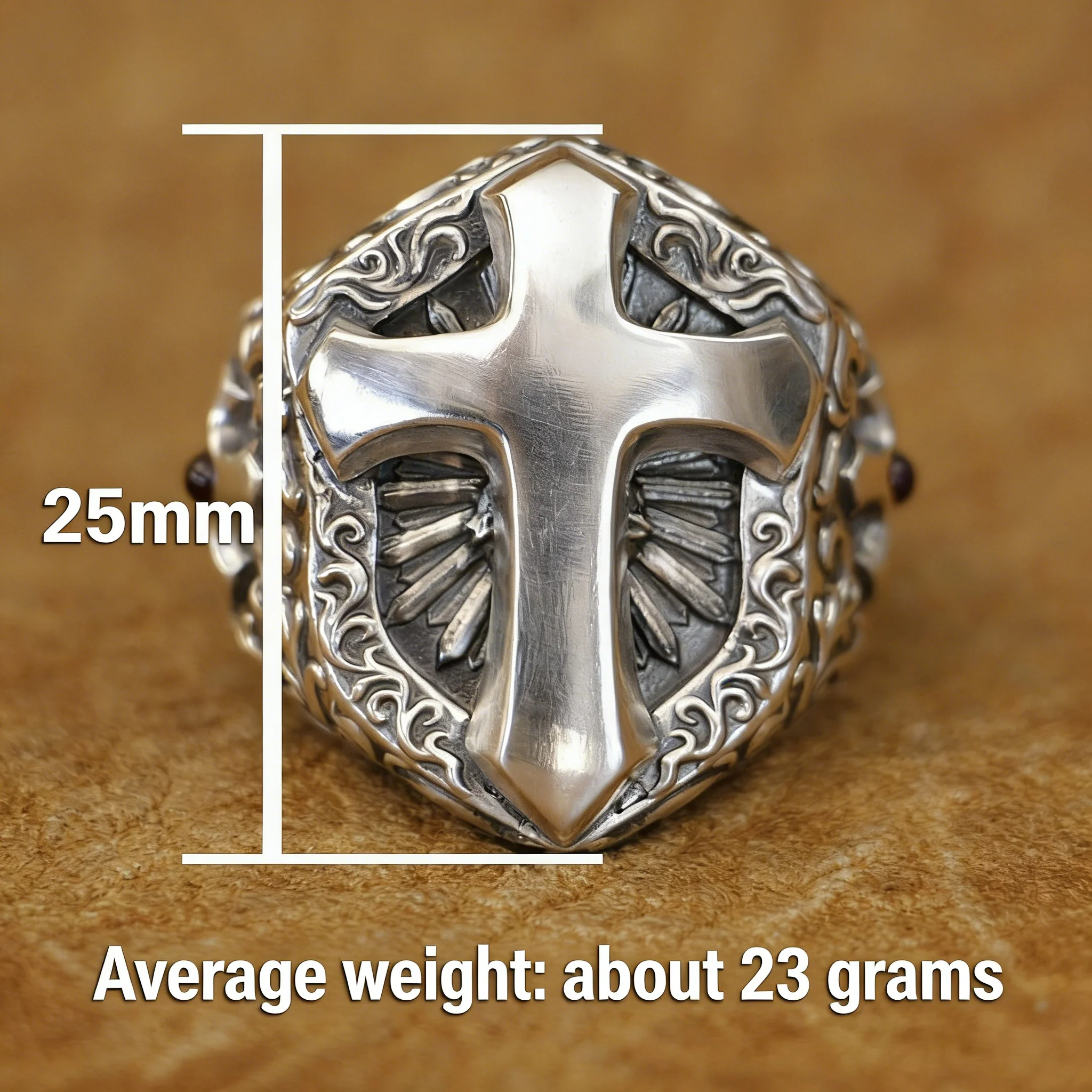 925 Sterling Silver Shield Cross Ring Amen Artisan - Image 11