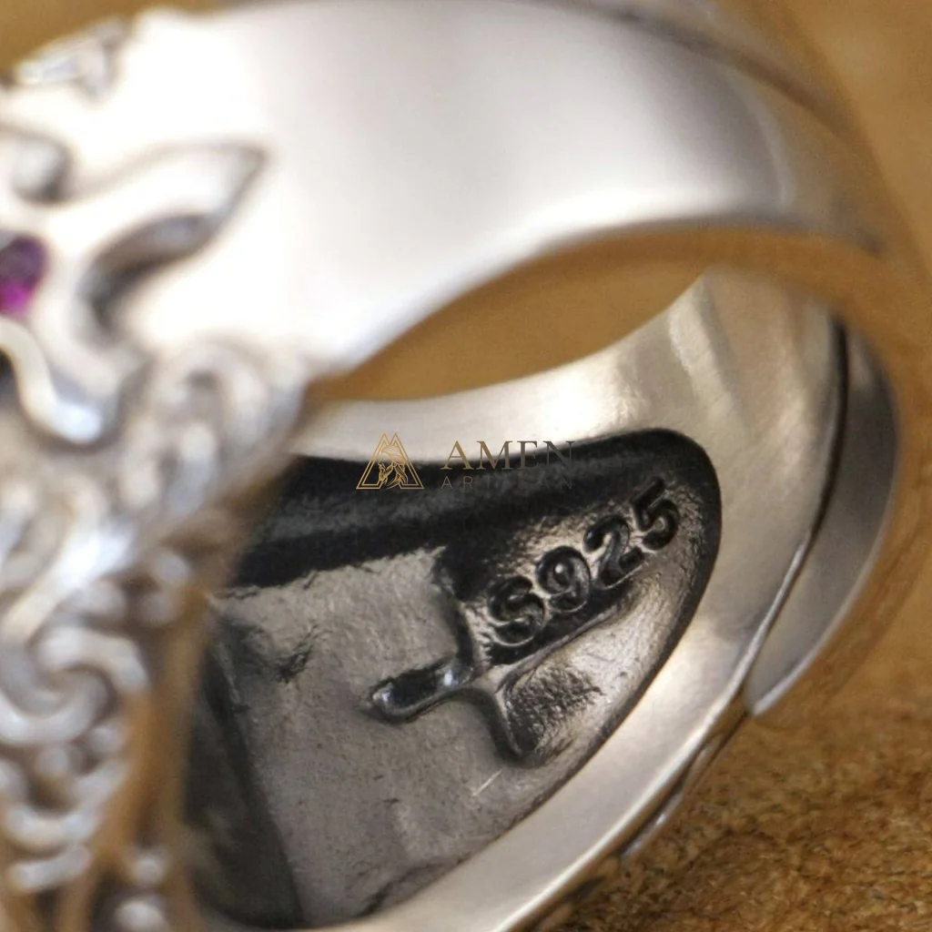925 Sterling Silver Shield Cross Ring Amen Artisan - Image 3