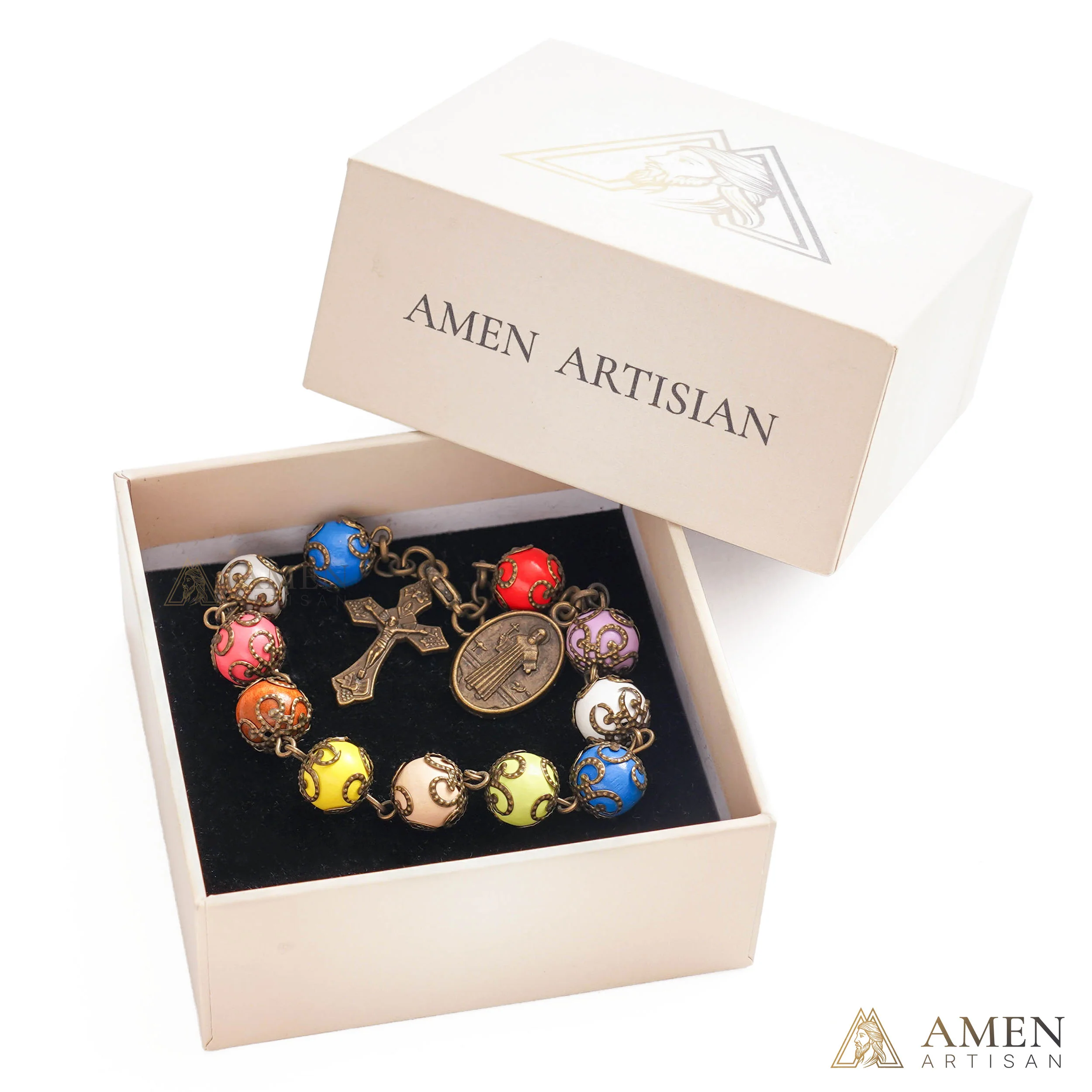 Adjustable Jesus Crucifix & St. Benedict Medal Rosary Bracelet | Amen Artisan - Image 10