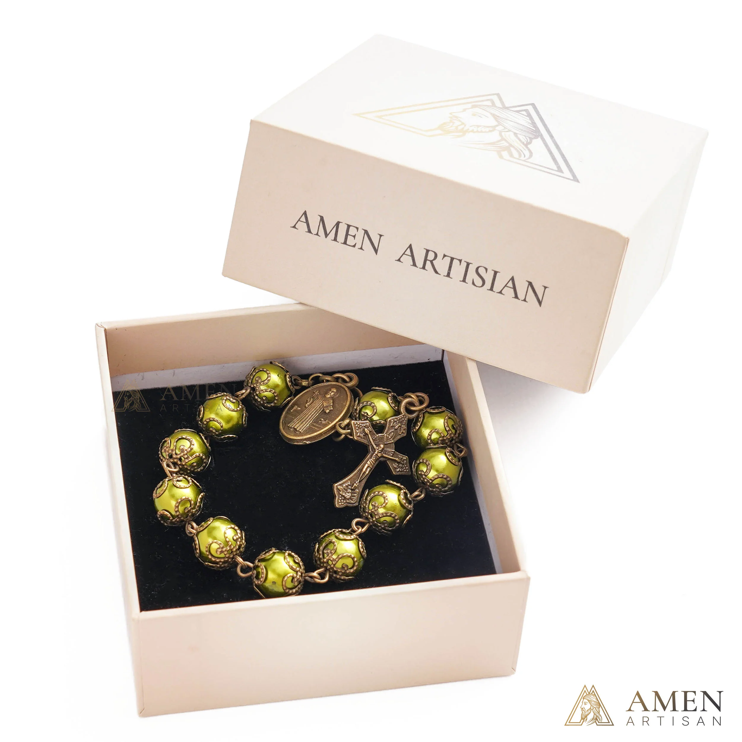Adjustable Jesus Crucifix & St. Benedict Medal Rosary Bracelet | Amen Artisan - Image 12
