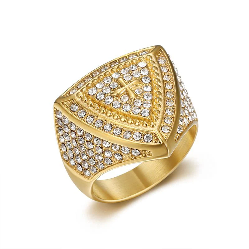 Gold Christ Ring with Diamond and Crucifix Amen Artisan - Image 11
