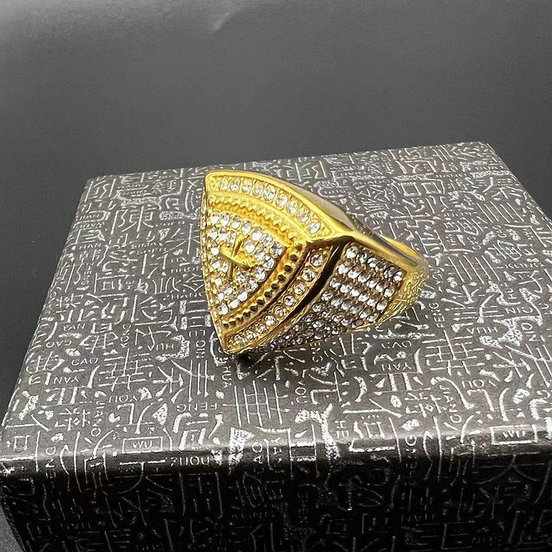 Gold Christ Ring with Diamond and Crucifix Amen Artisan - Image 4