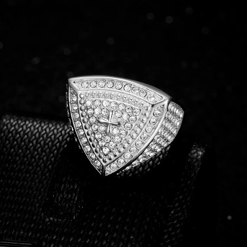 Gold Christ Ring with Diamond and Crucifix Amen Artisan - Image 6