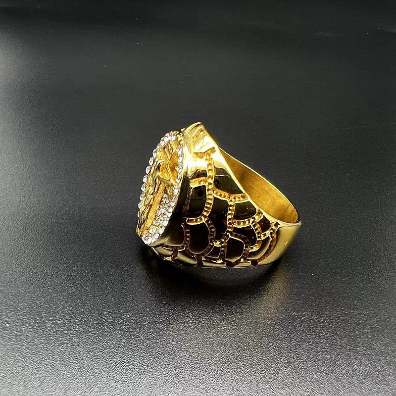 Gold Christ Ring with Diamond and Crucifix Amen Artisan - Image 6