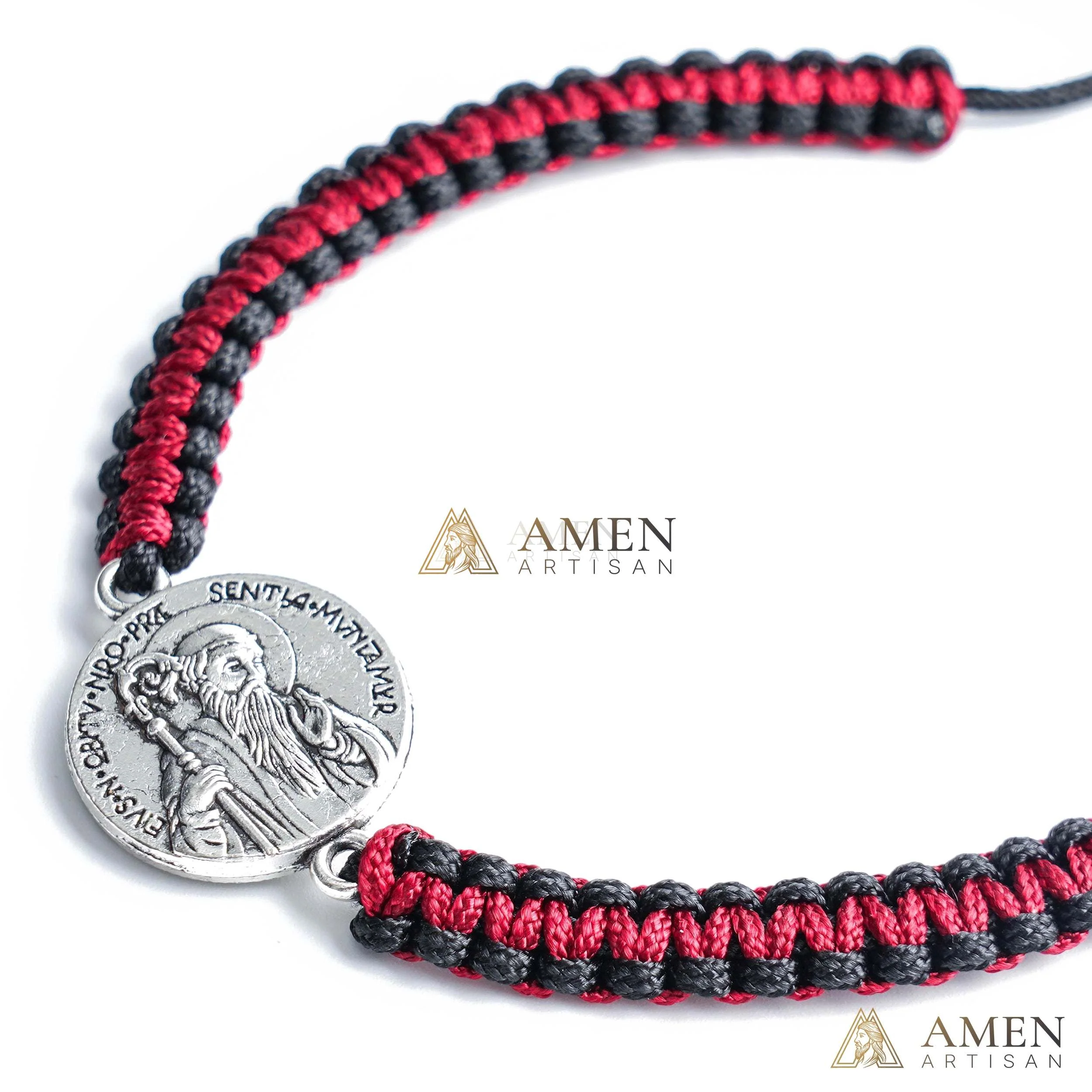 Jesus Portrait Pendant Braided Bracelet Amen Artisan - Image 3