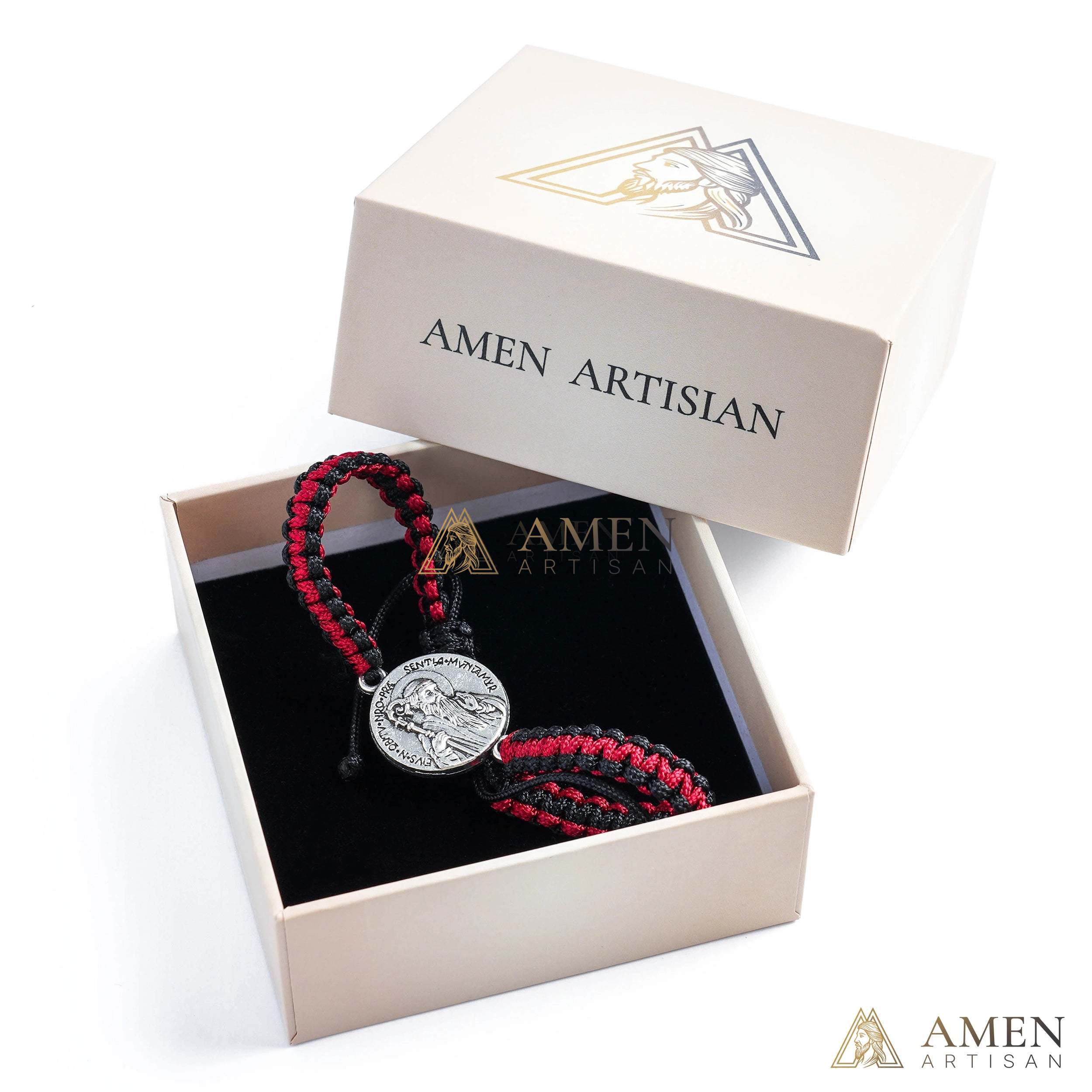 Jesus Portrait Pendant Braided Bracelet Amen Artisan - Image 5