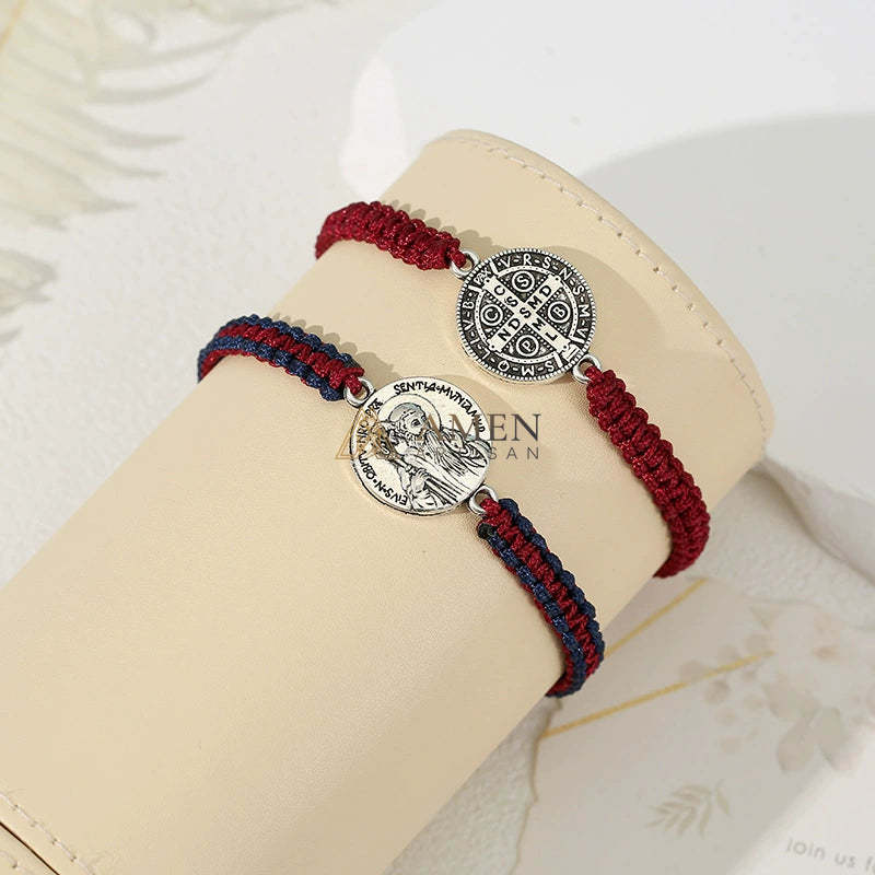 Jesus Portrait Pendant Braided Bracelet Amen Artisan - Image 6