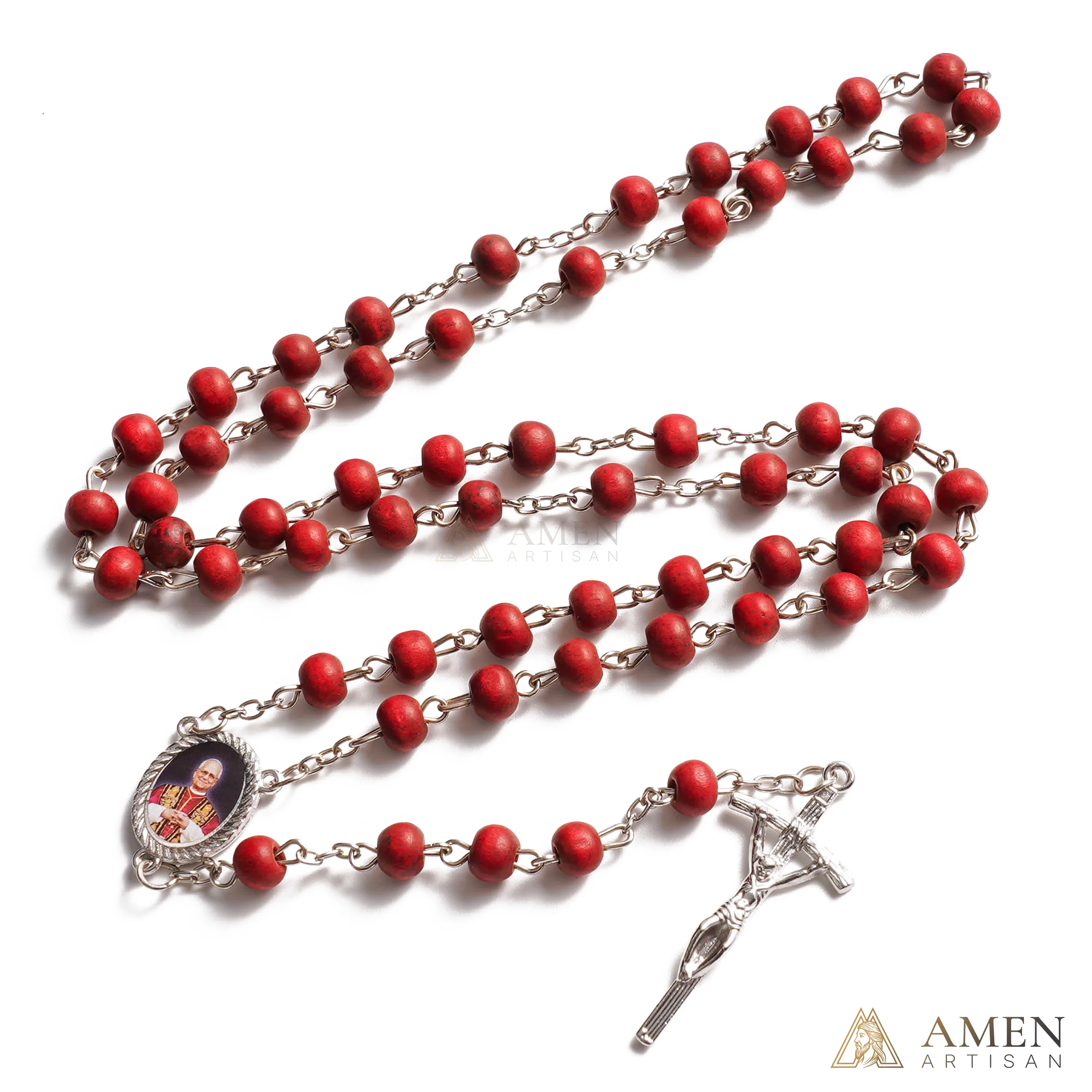 Aromatic Papal Wood Rosary — Scented Wooden Catholic Prayer Beads - Image 3