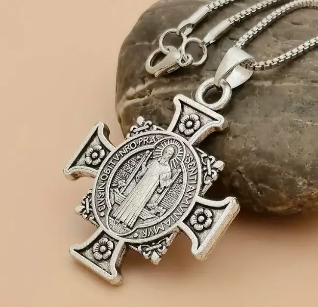 Saint Benedict Medal Pedant Necklace Amen Artisan - Image 3