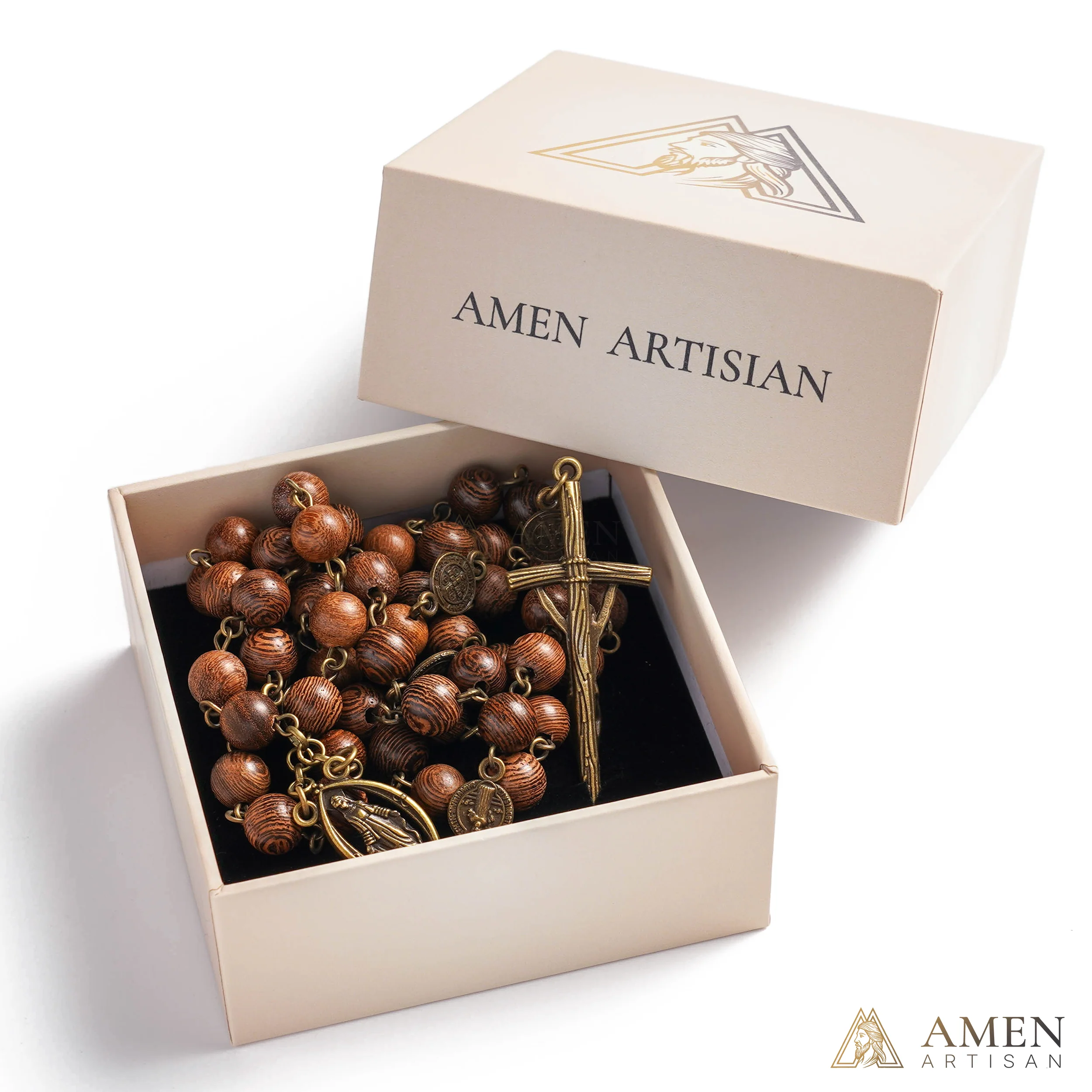 Antique-Style Seven Sorrows Wooden Rosary - Image 3