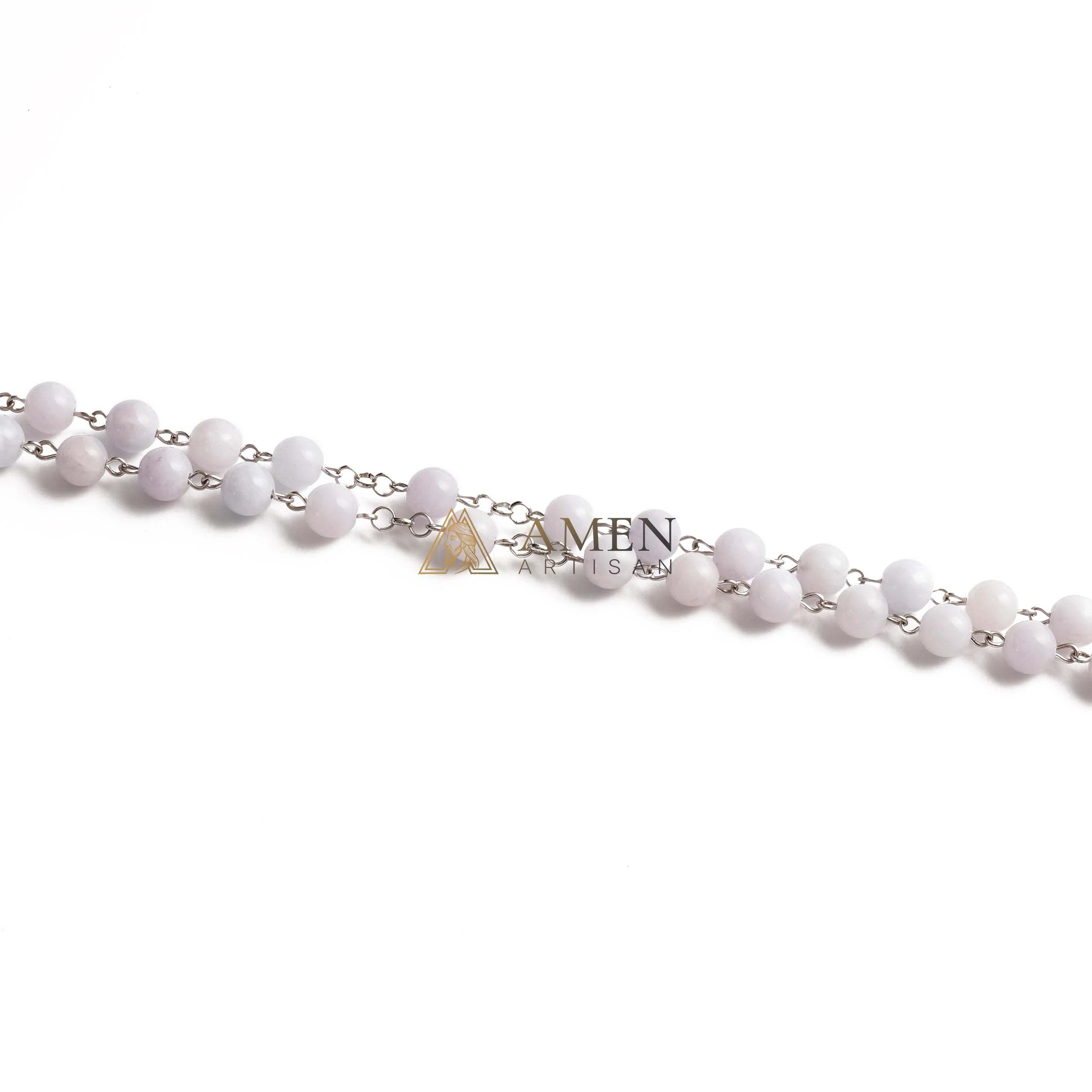Aquamarine Chalcedony Rosary Amen Artisan - Image 3