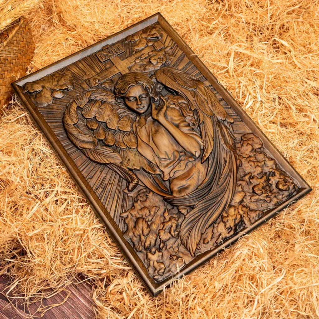 Archangel Chamuel Wood Carving Amen Artisan - Image 5