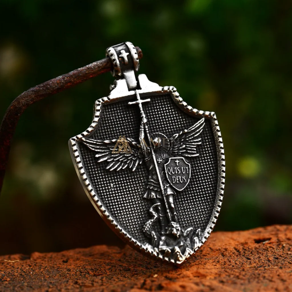 Archangel Michael Shield Pendant Necklace Amen Artisan - Image 2