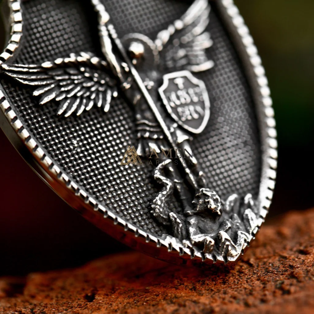 Archangel Michael Shield Pendant Necklace Amen Artisan - Image 4