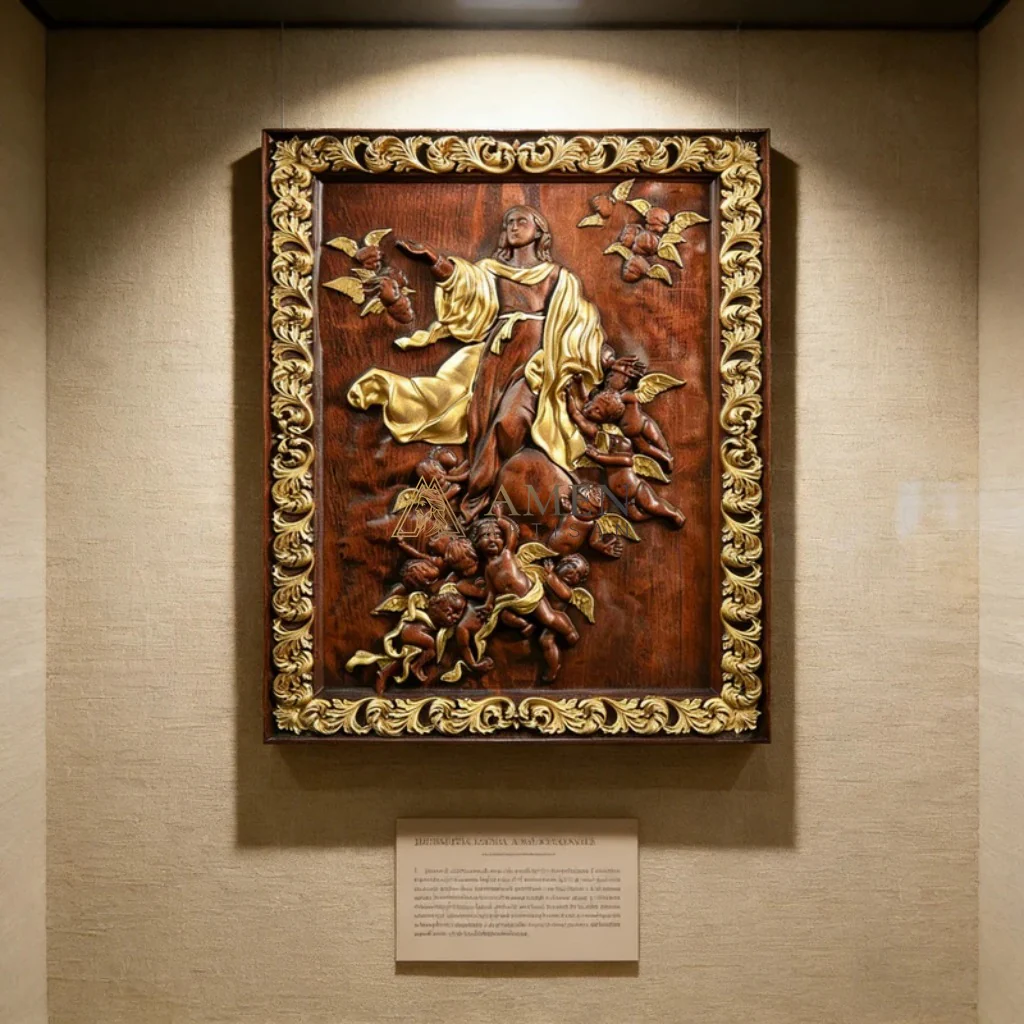 Assumption of Mary Wood Carving Amen Artisan - Image 5