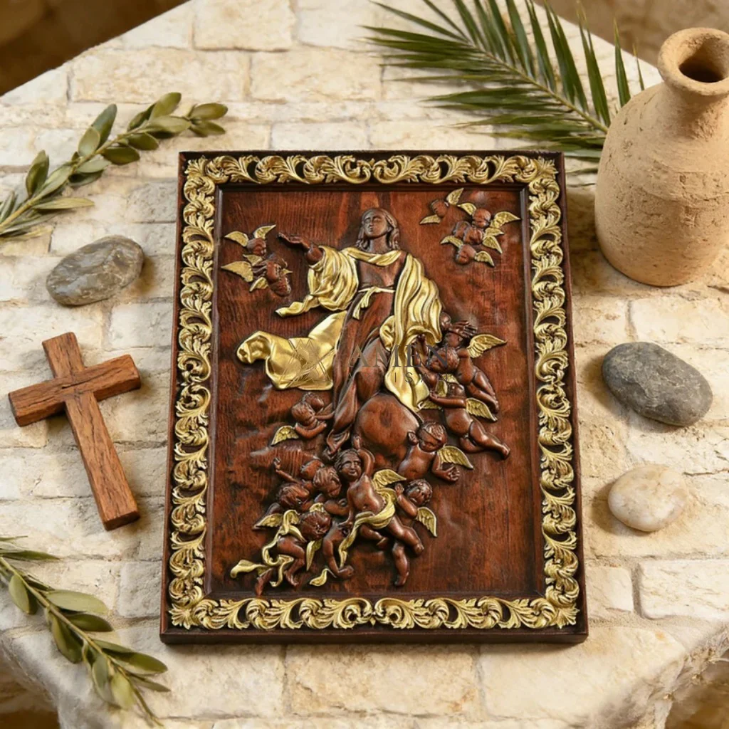 Assumption of Mary Wood Carving Amen Artisan - Image 8