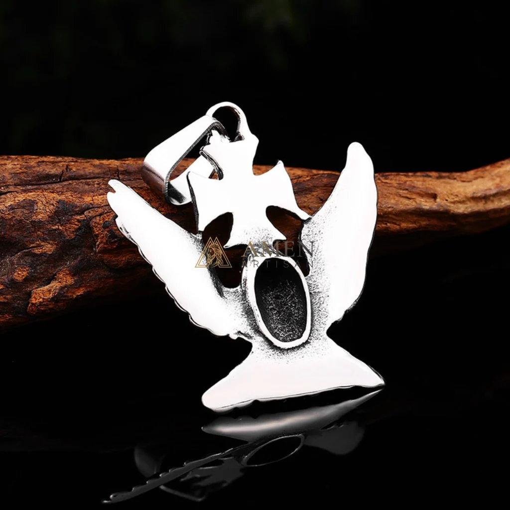 Bald Eagle Cross Pendant Necklace Amen Artisan - Image 3
