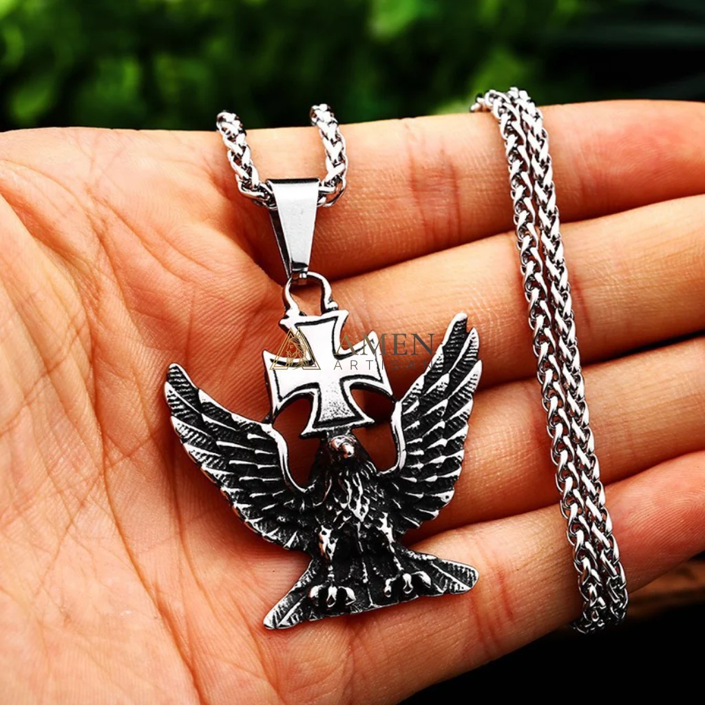 Bald Eagle Cross Pendant Necklace Amen Artisan - Image 4