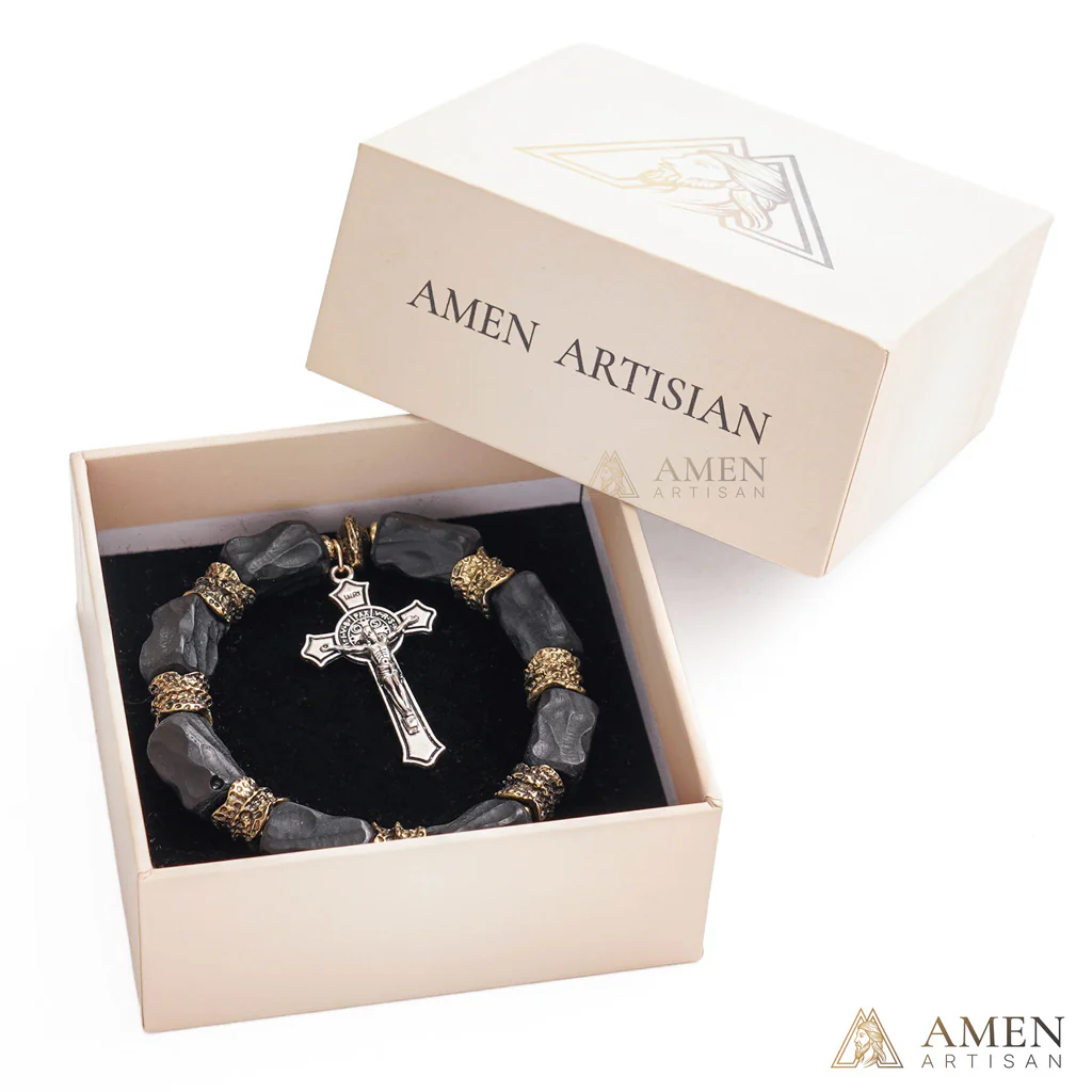 Black Sandalwood Brass Cross Bracelet – Faith, Strength & Protection | Amen Artisan - Image 3