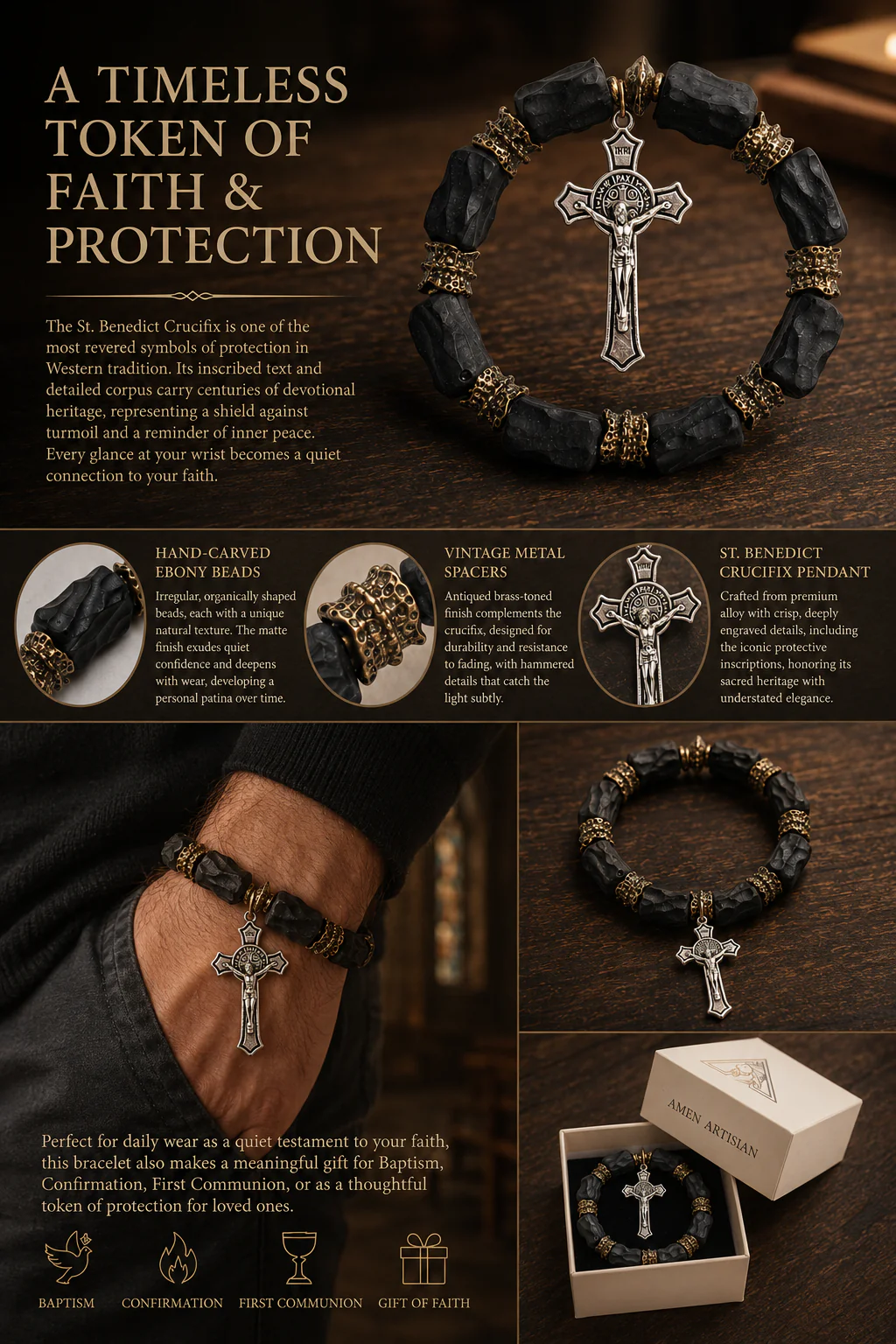 【Deal Today】Ebony Cross Bracelet – Faith, Strength & Protection | Amen Artisan - Image 5