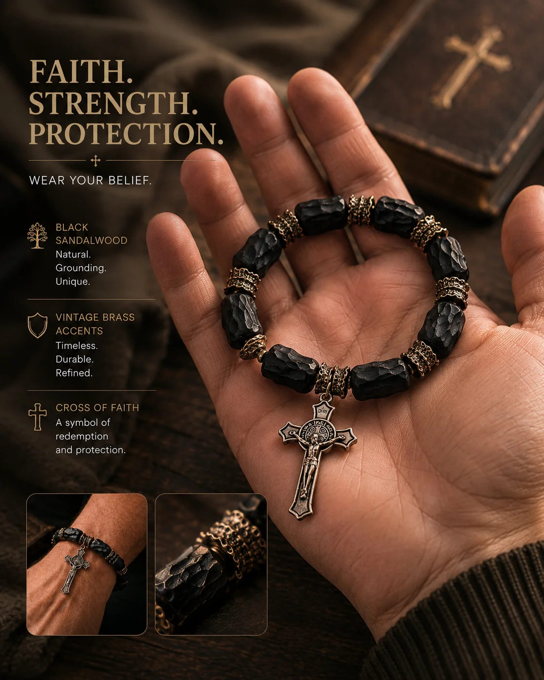 【Deal Today】Ebony Cross Bracelet – Faith, Strength & Protection | Amen Artisan - Image 6