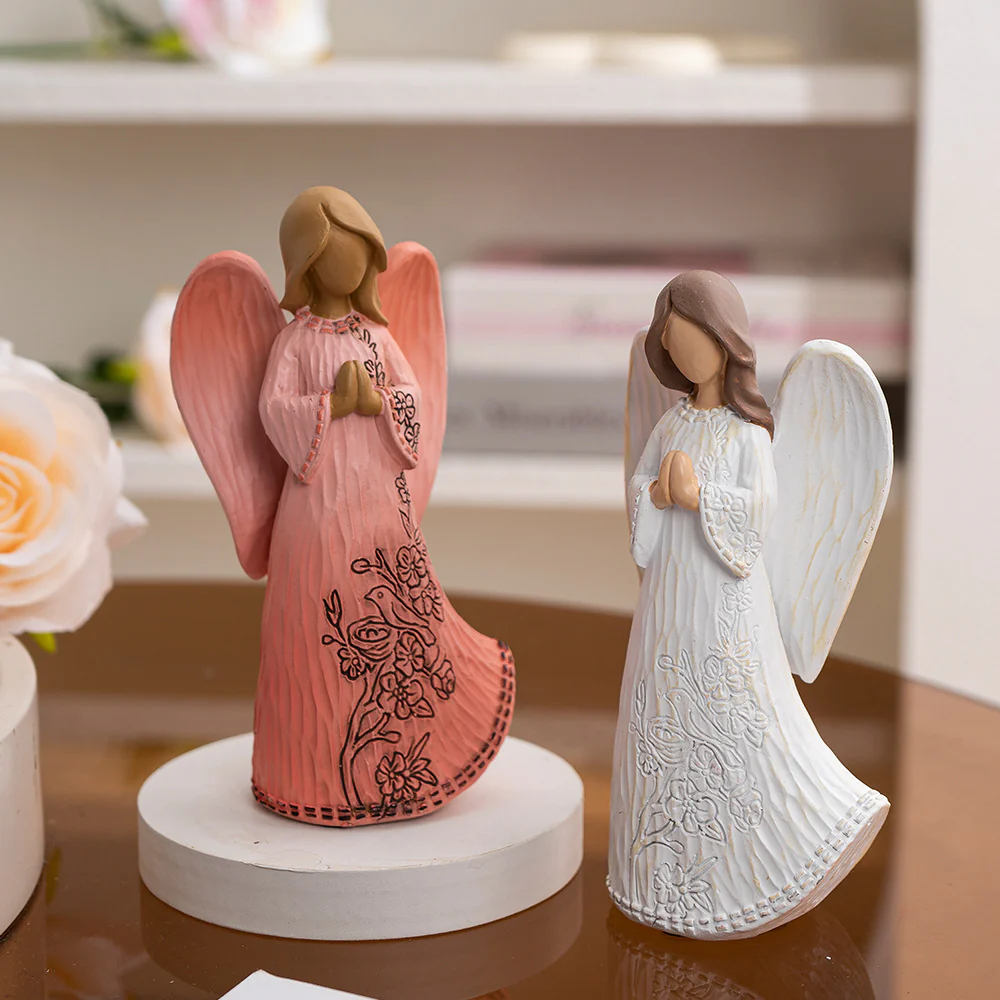 Blessing Angel Statue Ornament Guardian of Hope, Warmhearted Home Accent Amen Artisan - Image 3