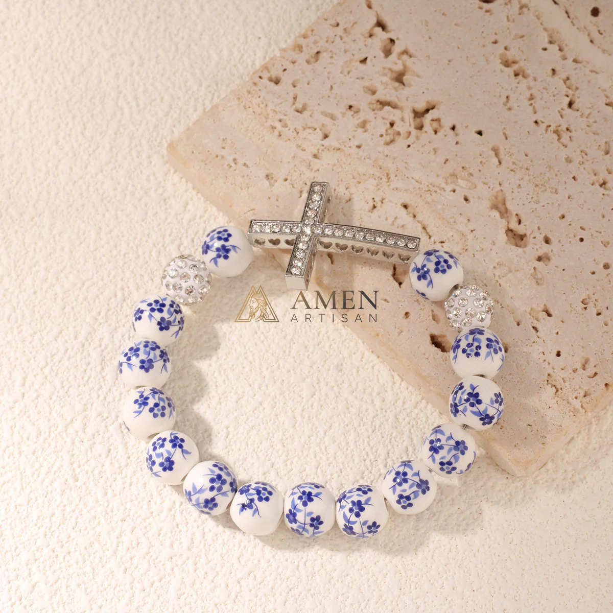 Blue and White Porcelain Zircon Bracelet - Image 3