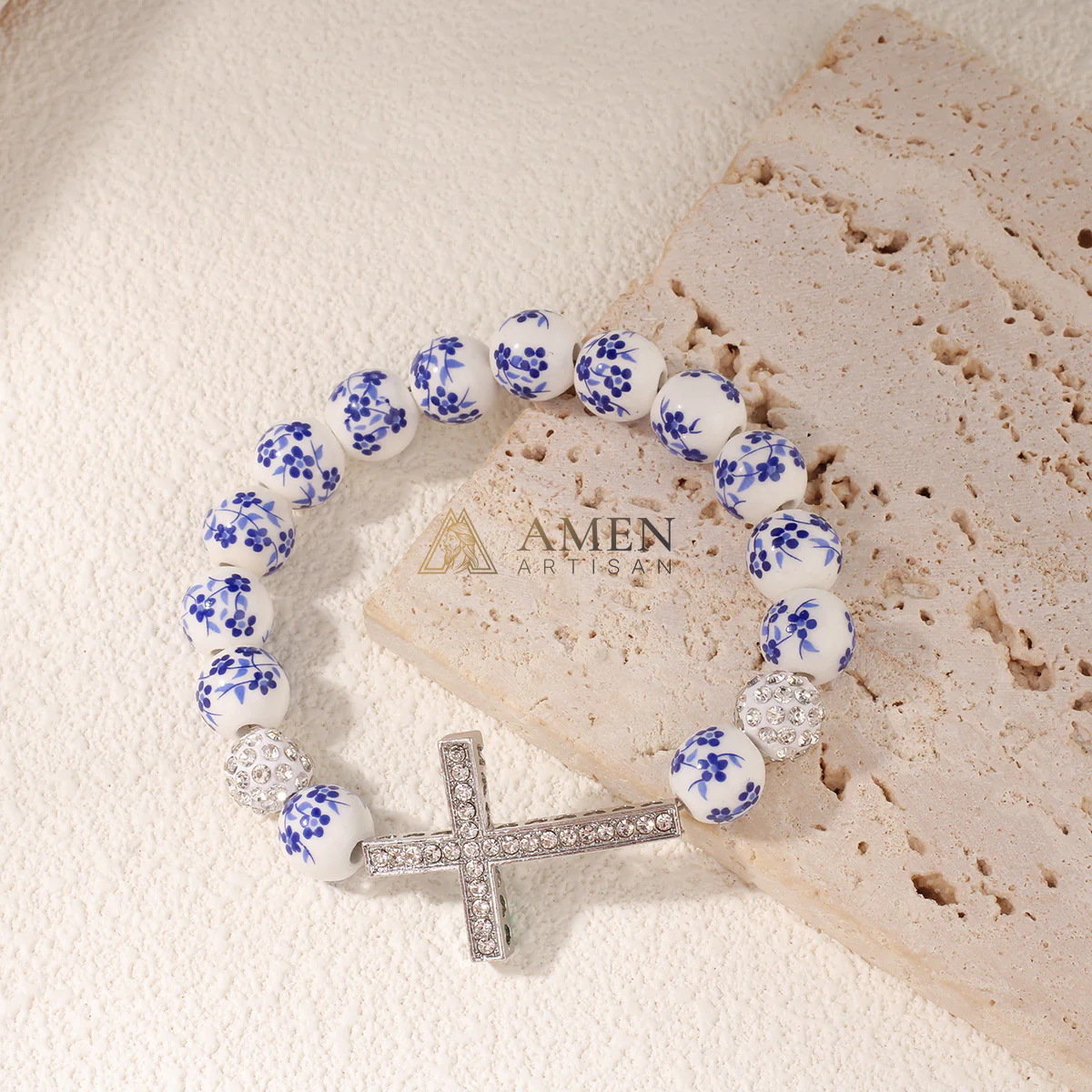 Blue and White Porcelain Zircon Bracelet - Image 4