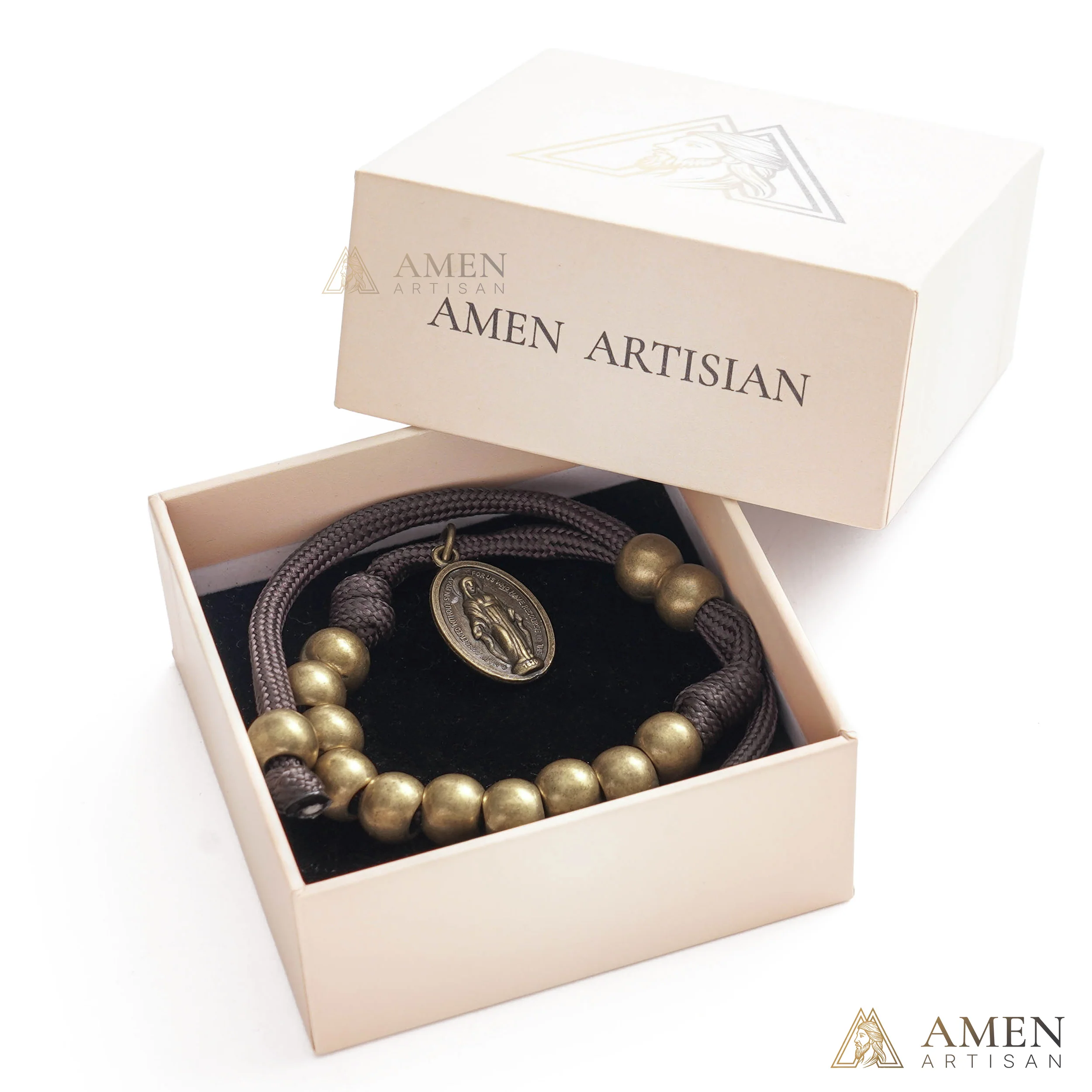 Brown Braided Prayer Bracelet with Antique Bronze Beads — Blessing - Image 13
