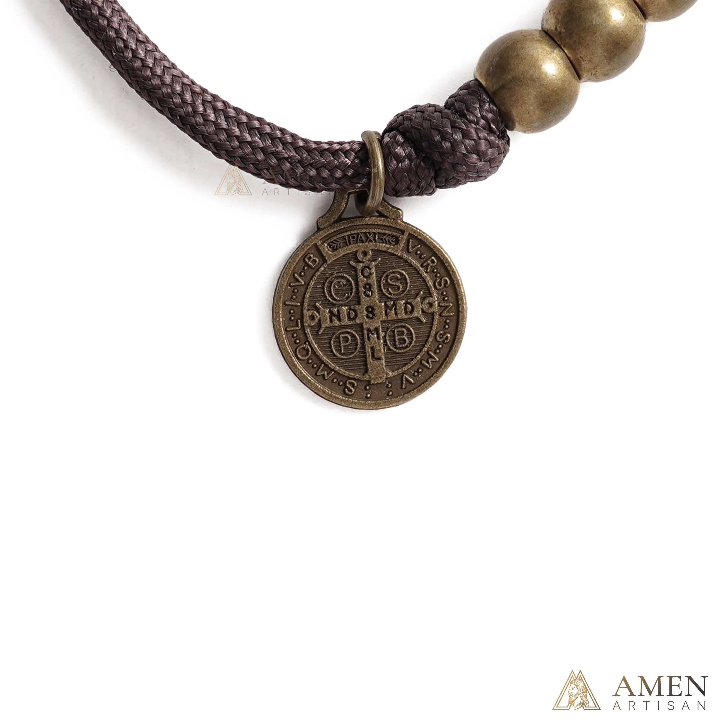 Brown Braided Prayer Bracelet with Antique Bronze Beads — Blessing - Image 5