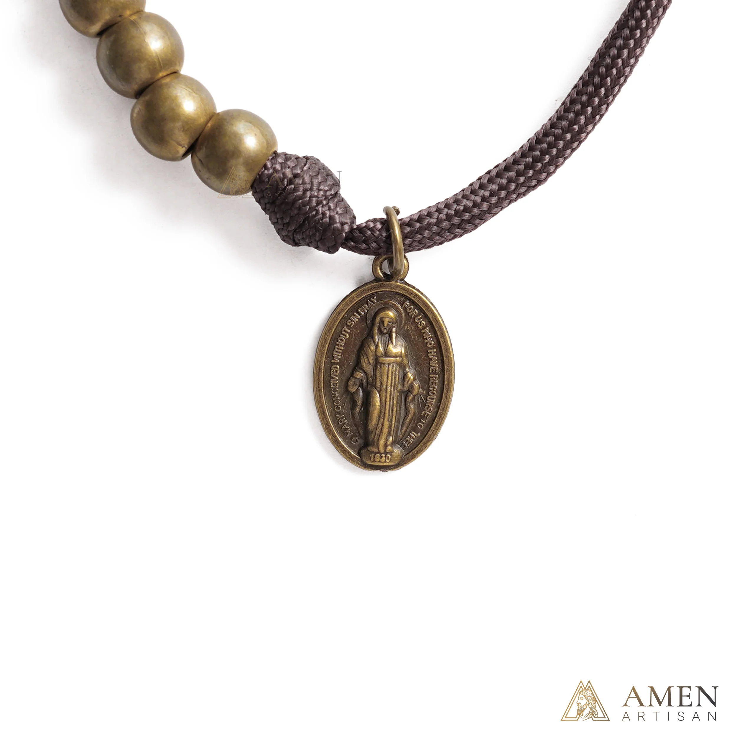 Brown Braided Prayer Bracelet with Antique Bronze Beads — Blessing - Image 8