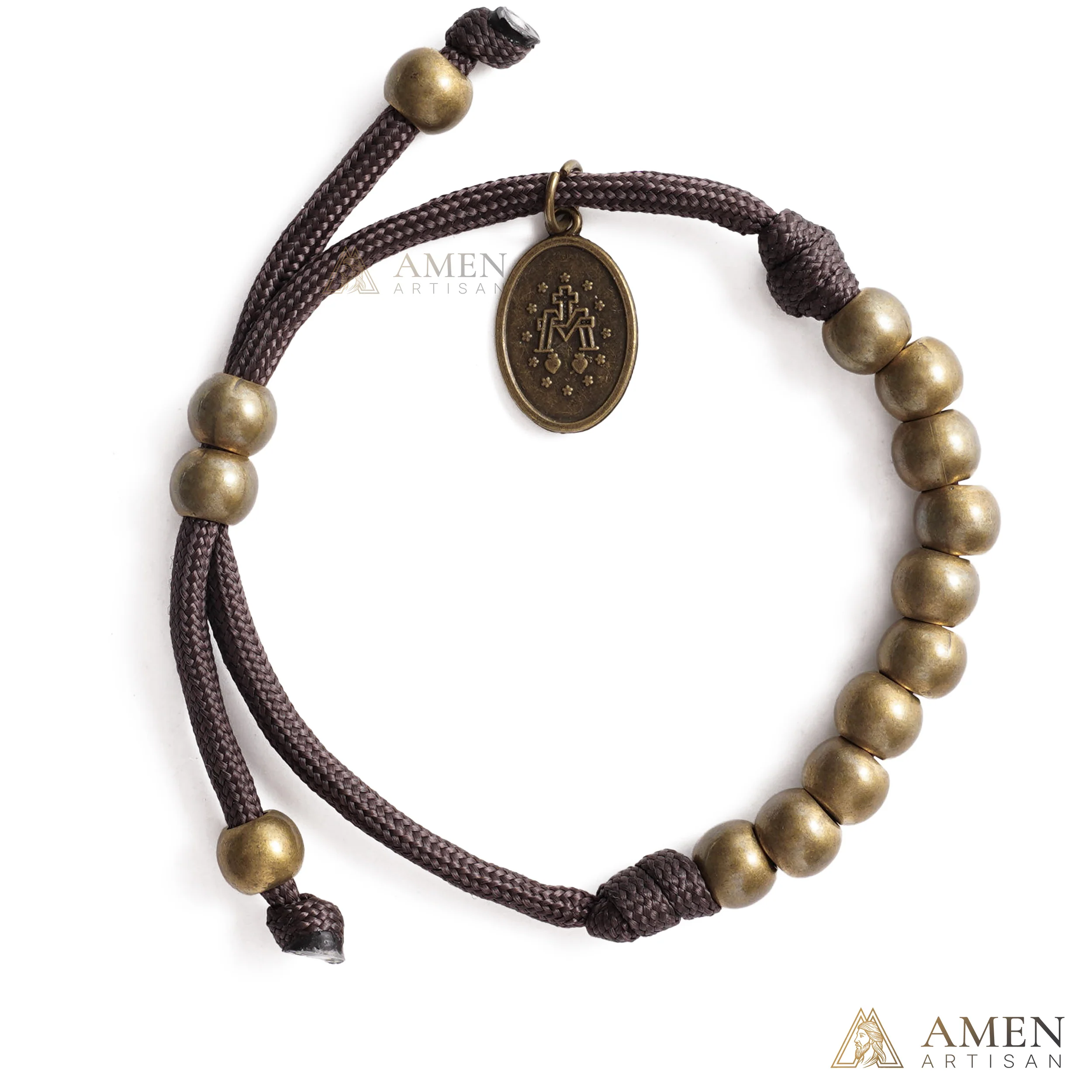 Brown Braided Prayer Bracelet with Antique Bronze Beads — Blessing - Image 9