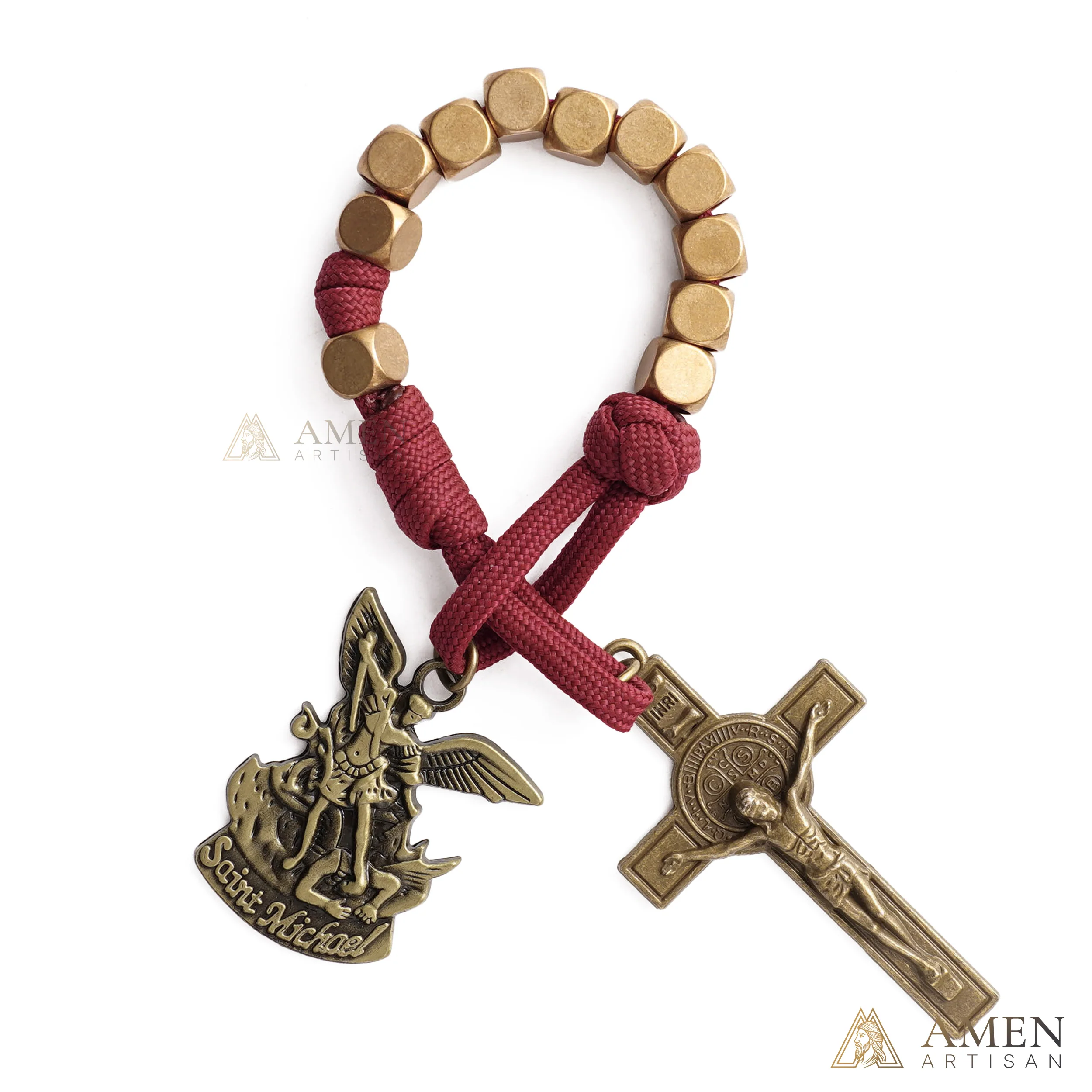 Burgundy Clip-On Pocket Decade Rosary with Crucifix and Our Lady Medal - Image 12