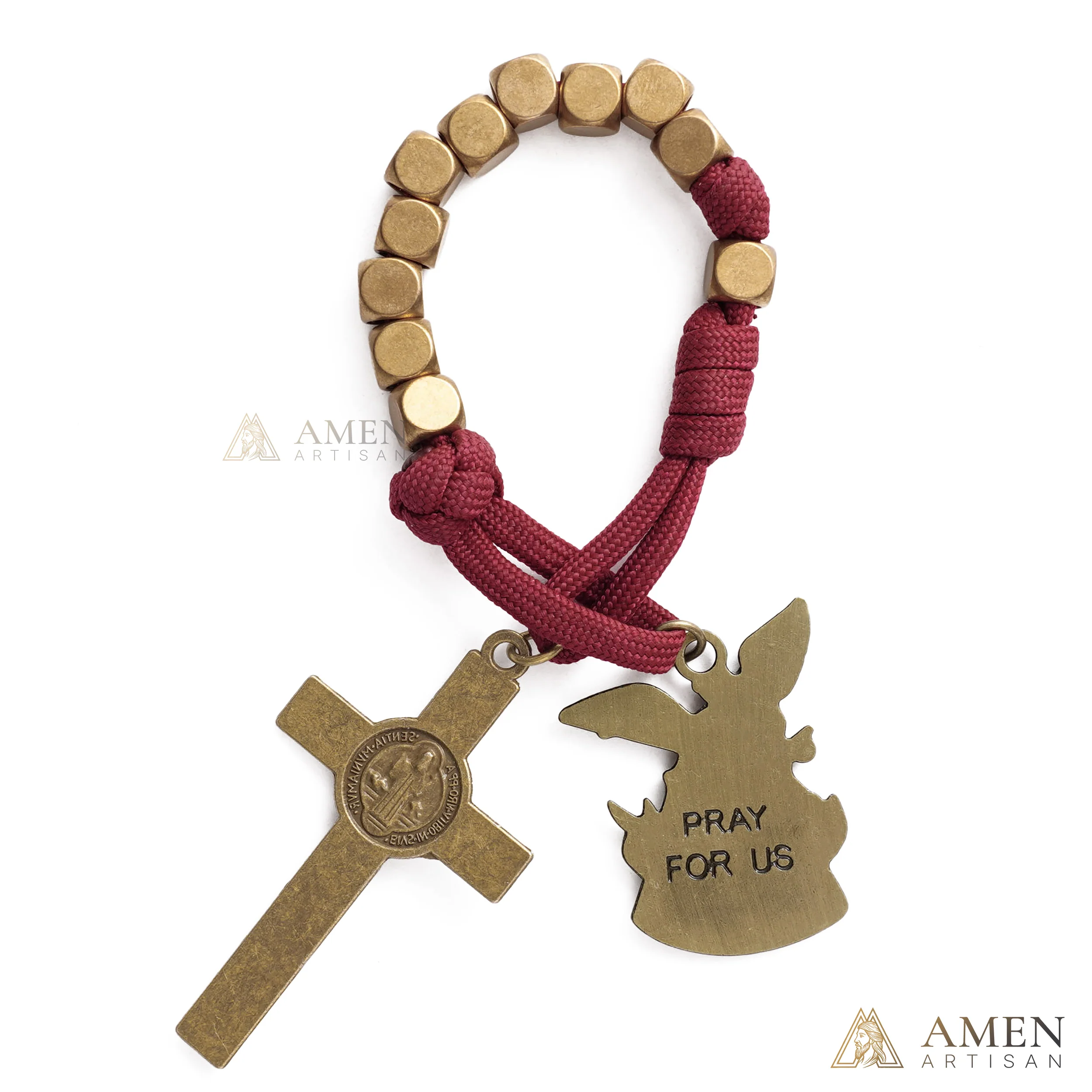 Burgundy Clip-On Pocket Decade Rosary with Crucifix and Our Lady Medal - Image 13