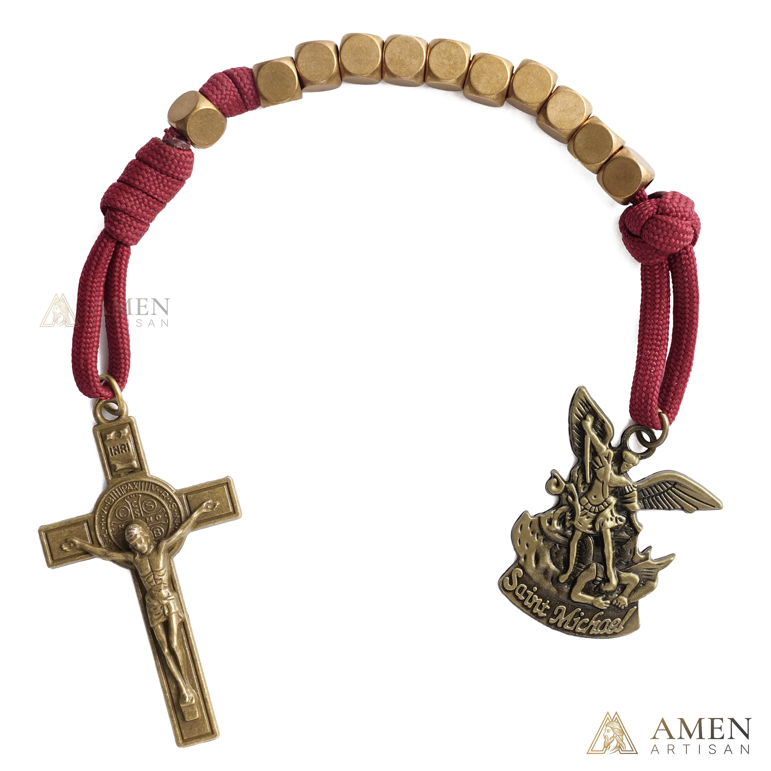 Burgundy Clip-On Pocket Decade Rosary with Crucifix and Our Lady Medal - Image 14