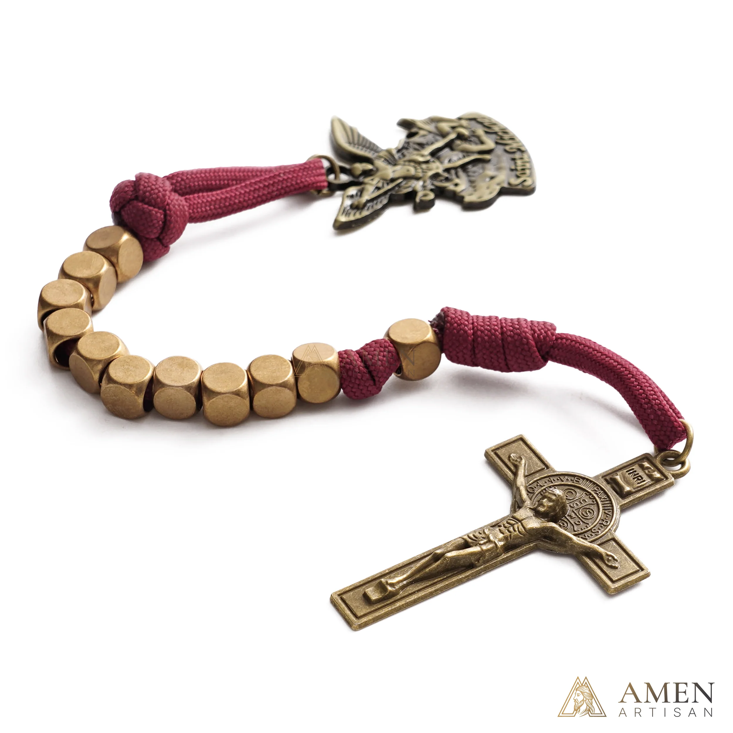 Burgundy Clip-On Pocket Decade Rosary with Crucifix and Our Lady Medal - Image 15
