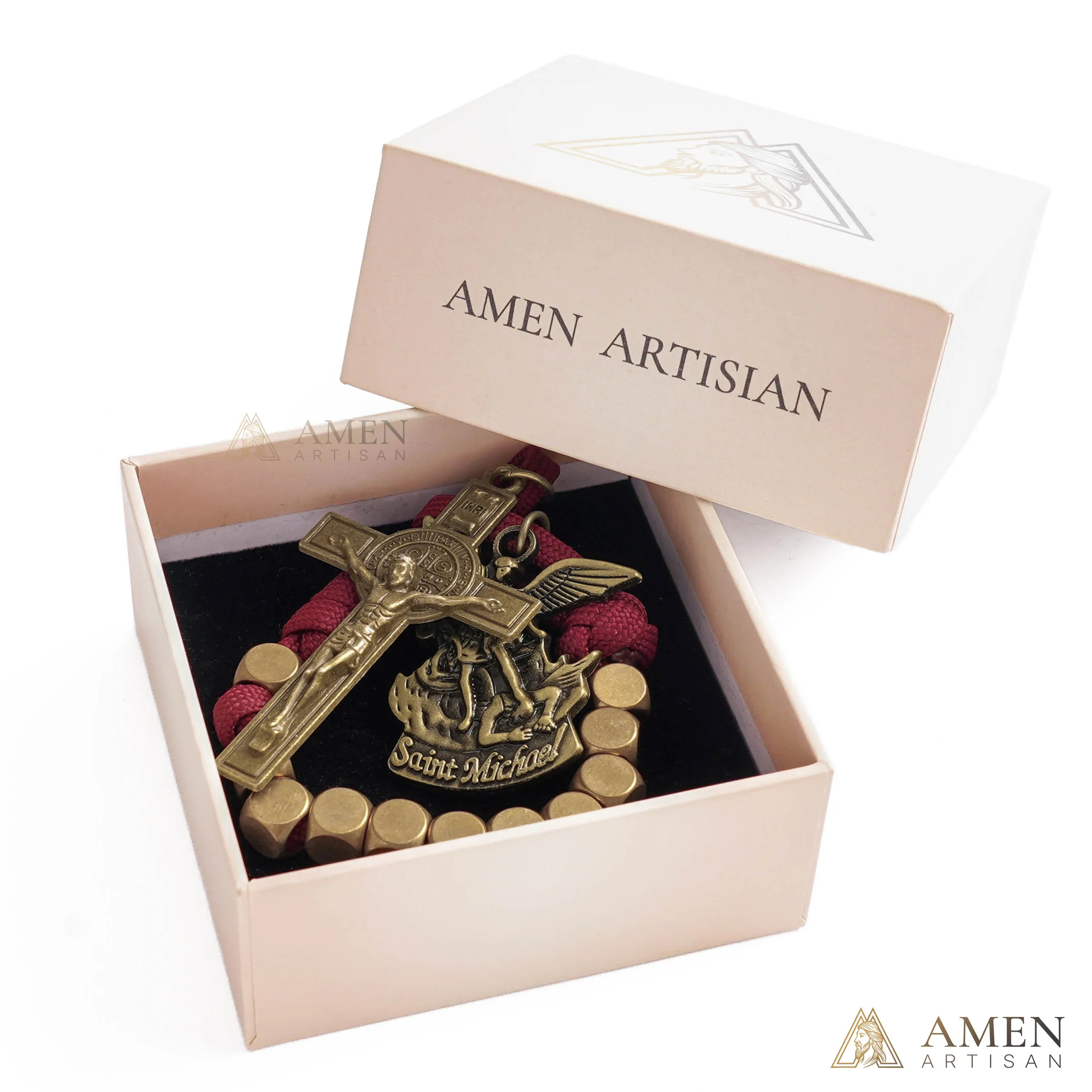 Burgundy Clip-On Pocket Decade Rosary with Crucifix and Our Lady Medal - Image 16