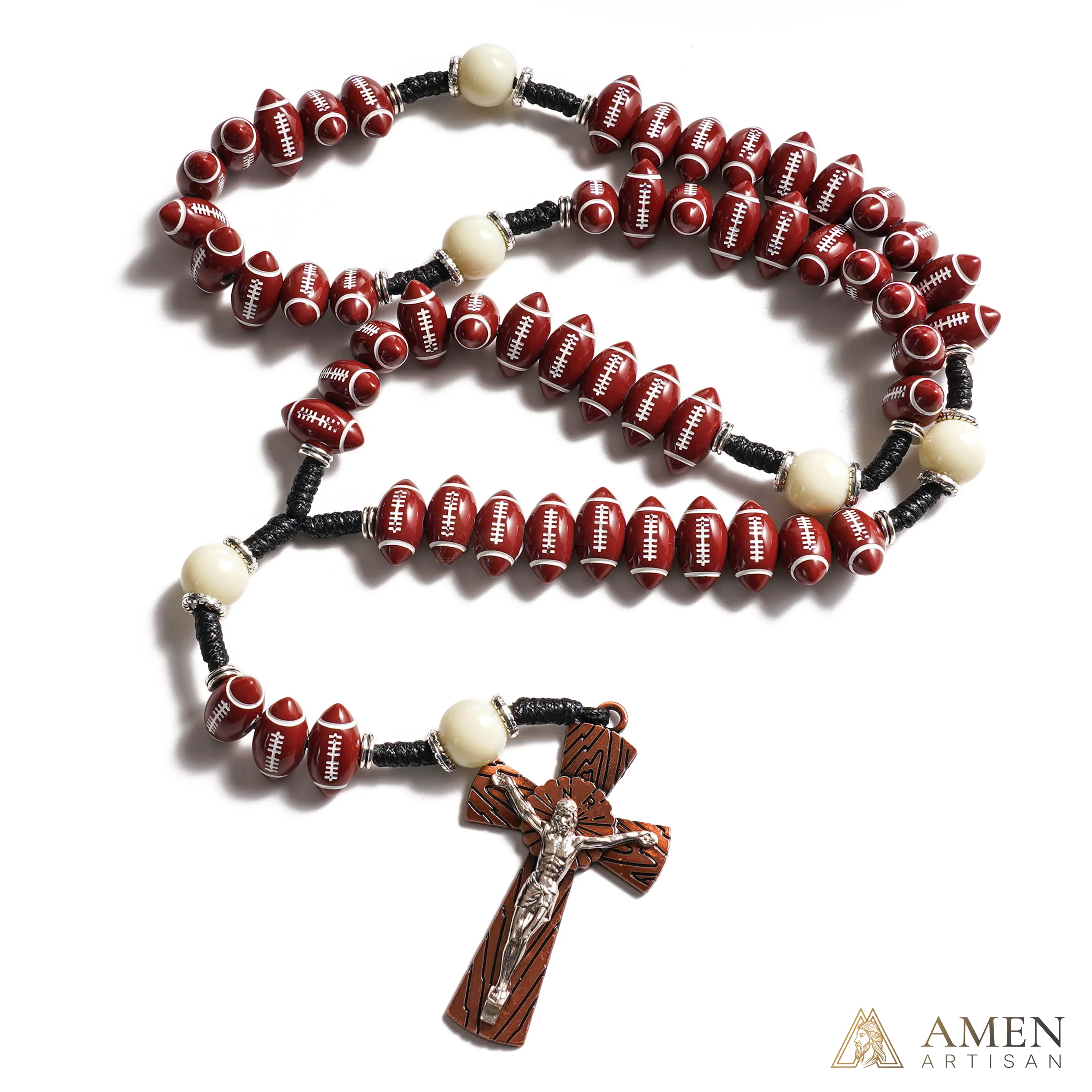 【Deal Today】Catholic Football Rosary with Oval Sports Beads | Amen Artisan - Image 2