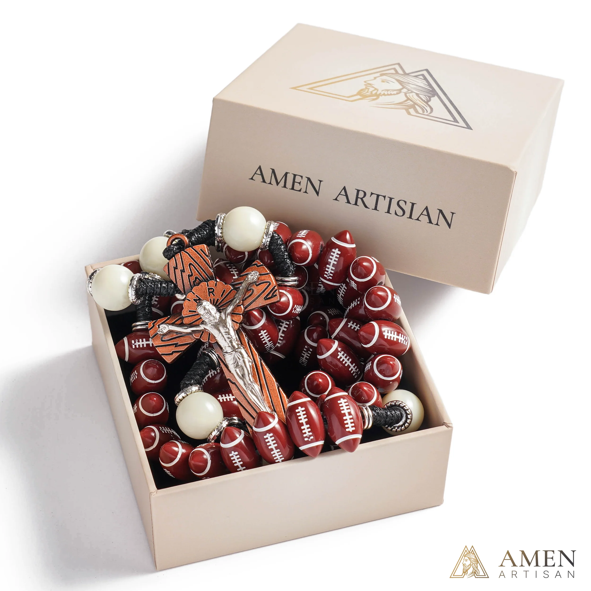 【Deal Today】Catholic Football Rosary with Oval Sports Beads | Amen Artisan - Image 4