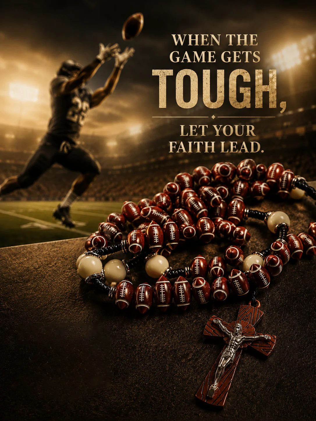 【Deal Today】Catholic Football Rosary with Oval Sports Beads | Amen Artisan - Image 5