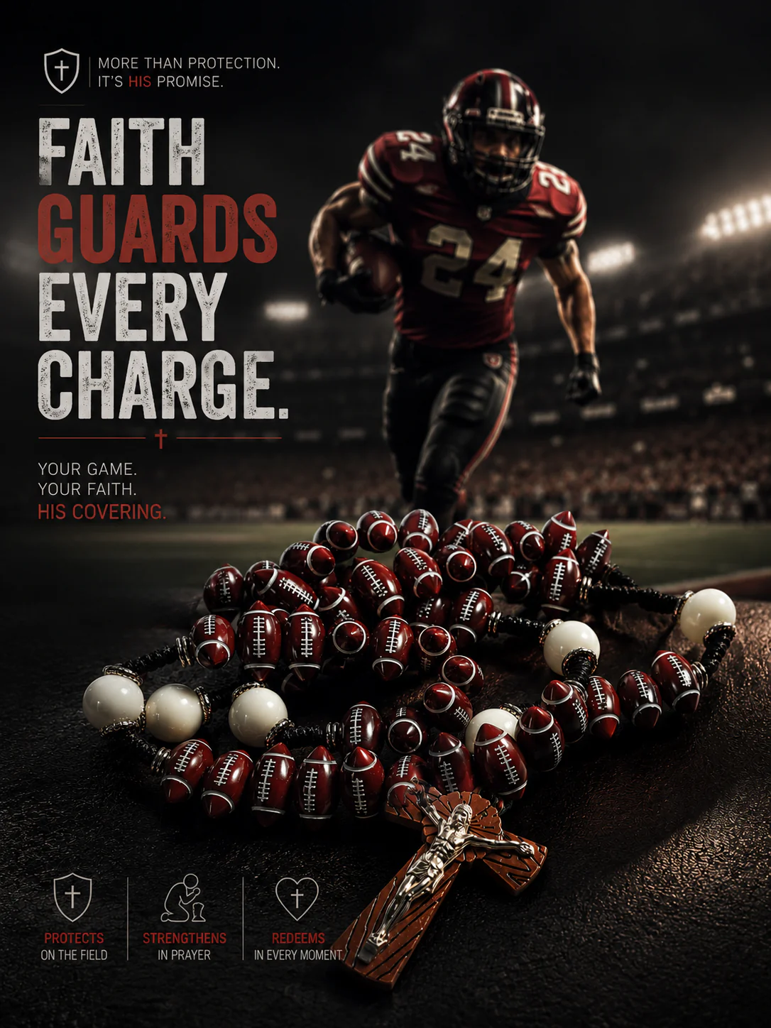 【Deal Today】Catholic Football Rosary with Oval Sports Beads | Amen Artisan - Image 6