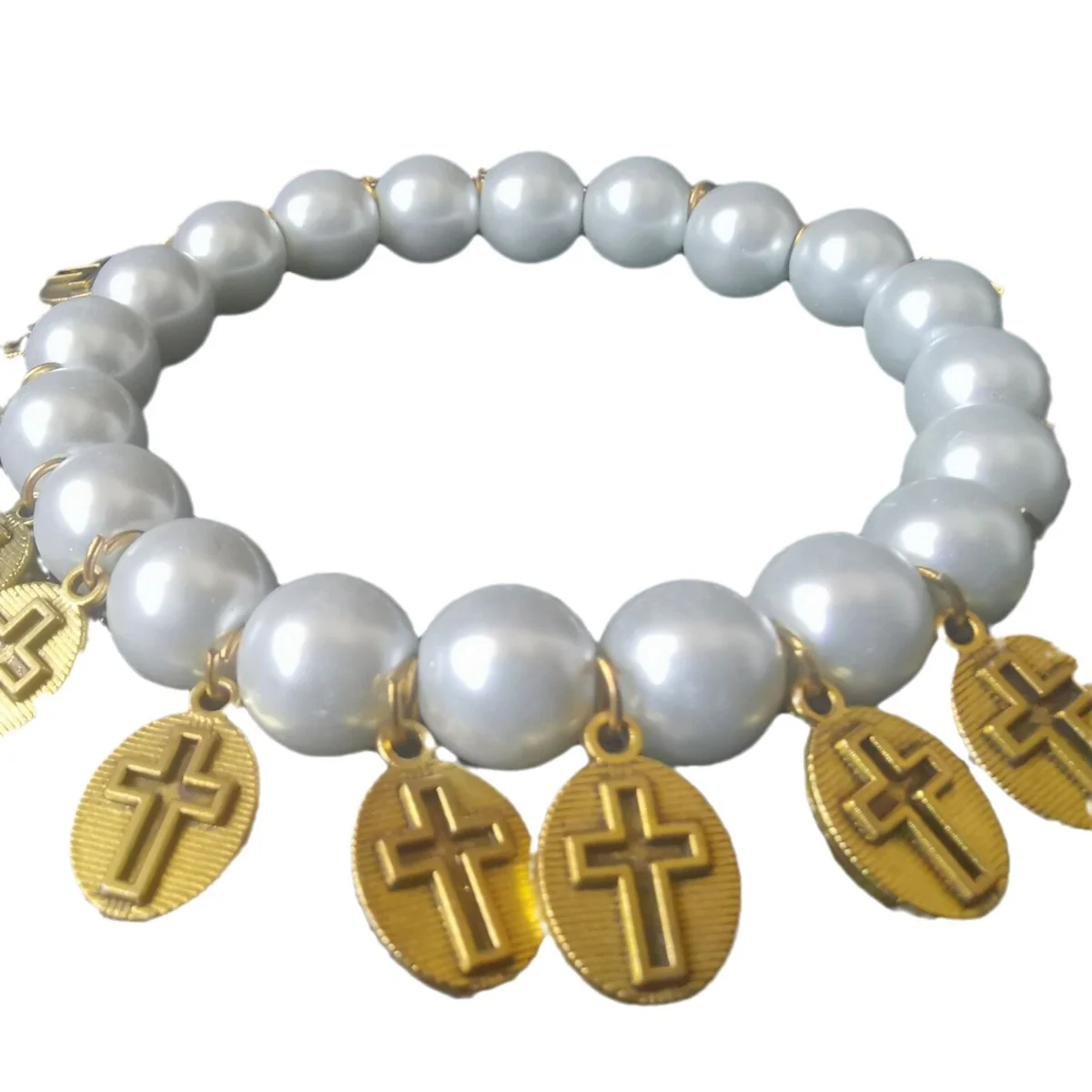 Catholic Saints & Virgin Mary Pearl Charm Bracelet – 20 Medals Devotional Jewelry Amen Artisan - Image 2